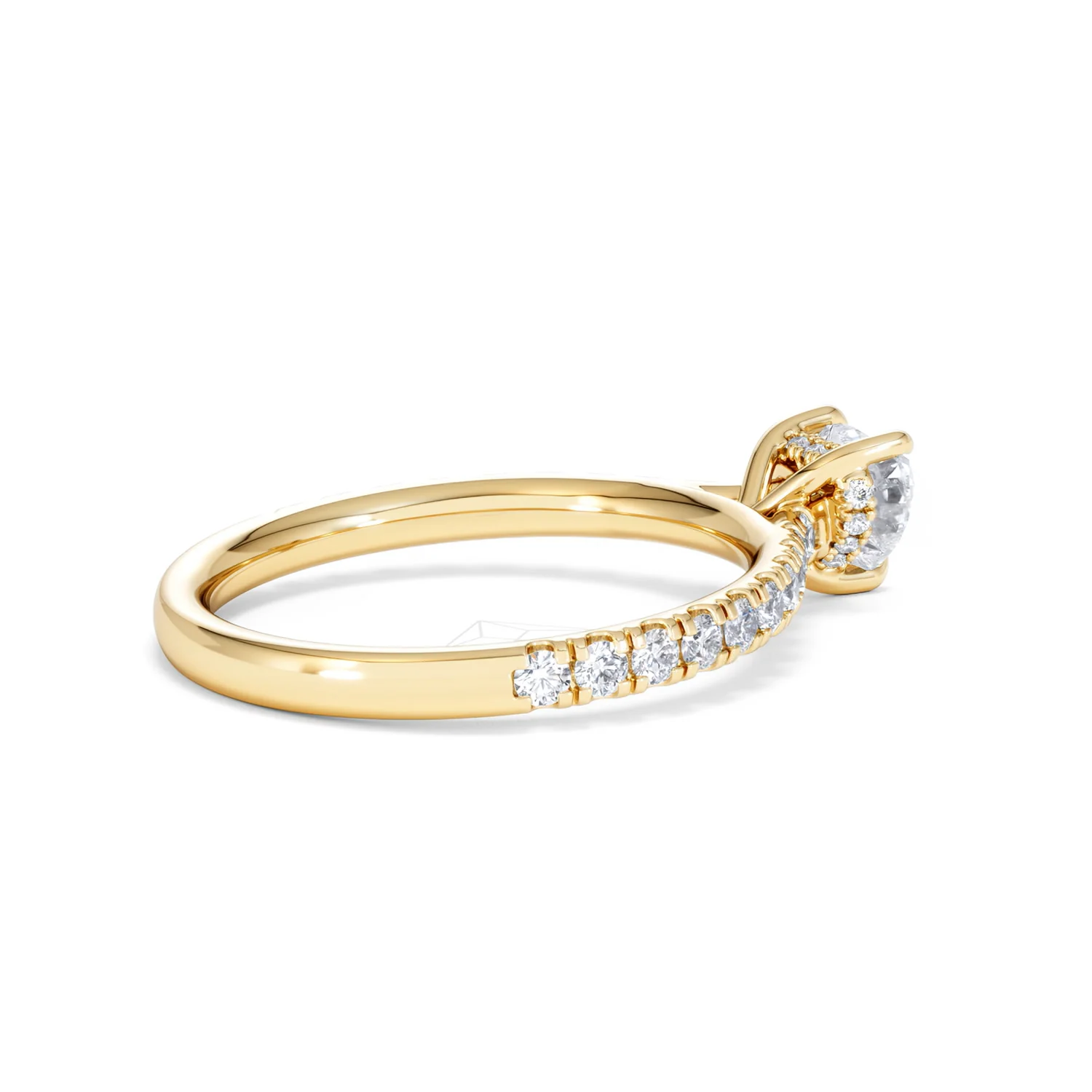 Amora Heart 0.97ct Hidden Halo Diamond Engagement Ring With Side Stones Set in 18K Gold - Image 34