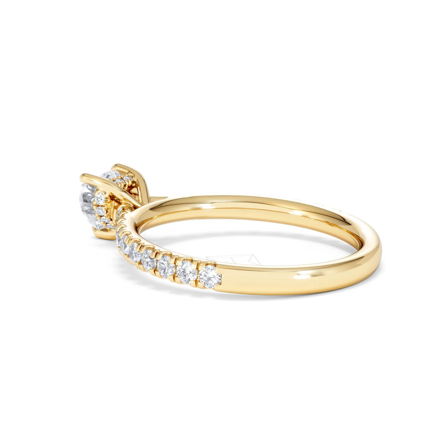 Amora Heart 0.97ct Hidden Halo Diamond Engagement Ring With Side Stones Set in 18K Gold - Image 60