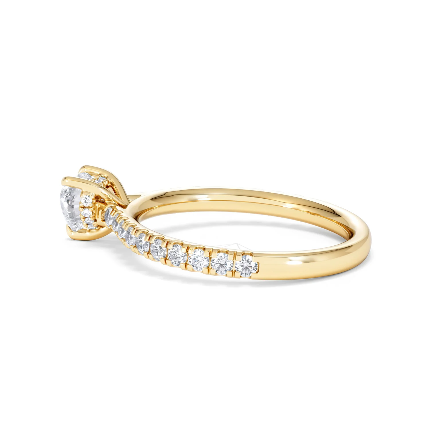 Amora Heart 0.97ct Hidden Halo Diamond Engagement Ring With Side Stones Set in 18K Gold - Image 64