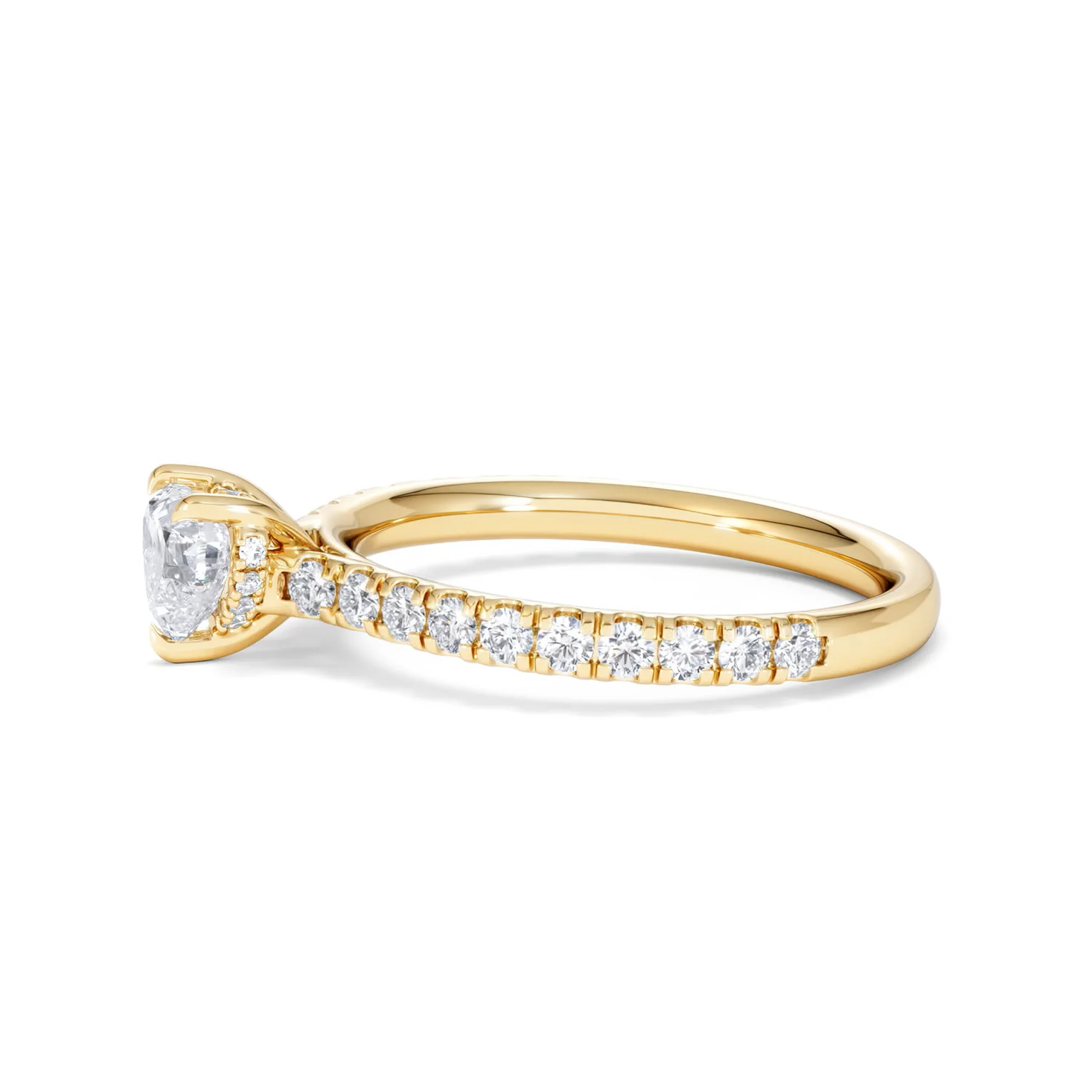 Amora Heart 0.97ct Hidden Halo Diamond Engagement Ring With Side Stones Set in 18K Gold - Image 71