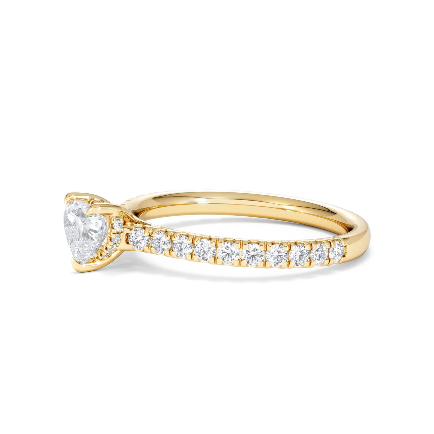 Amora Heart 0.97ct Hidden Halo Diamond Engagement Ring With Side Stones Set in 18K Gold - Image 74