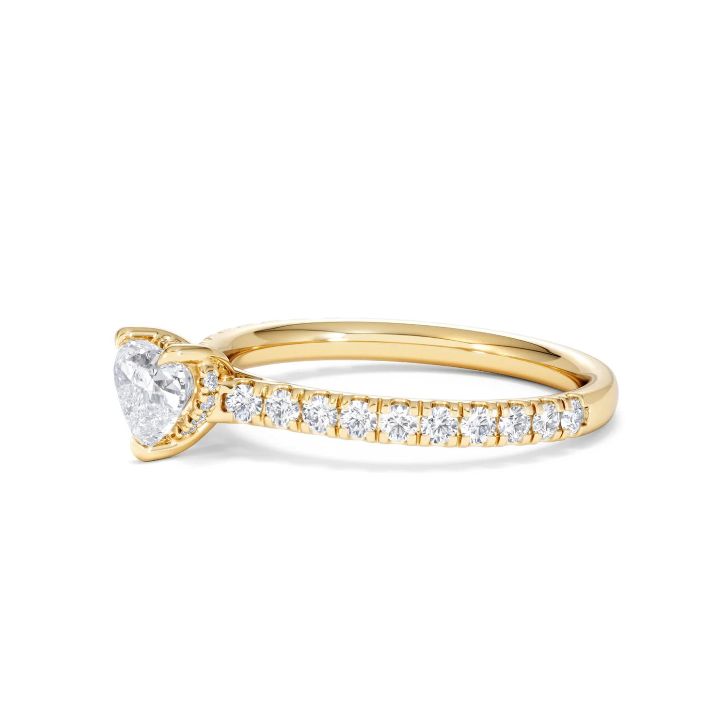 Amora Heart 0.97ct Hidden Halo Diamond Engagement Ring With Side Stones Set in 18K Gold - Image 75