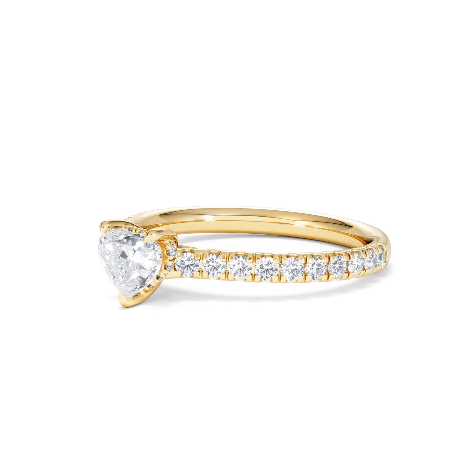 Amora Heart 0.97ct Hidden Halo Diamond Engagement Ring With Side Stones Set in 18K Gold - Image 79