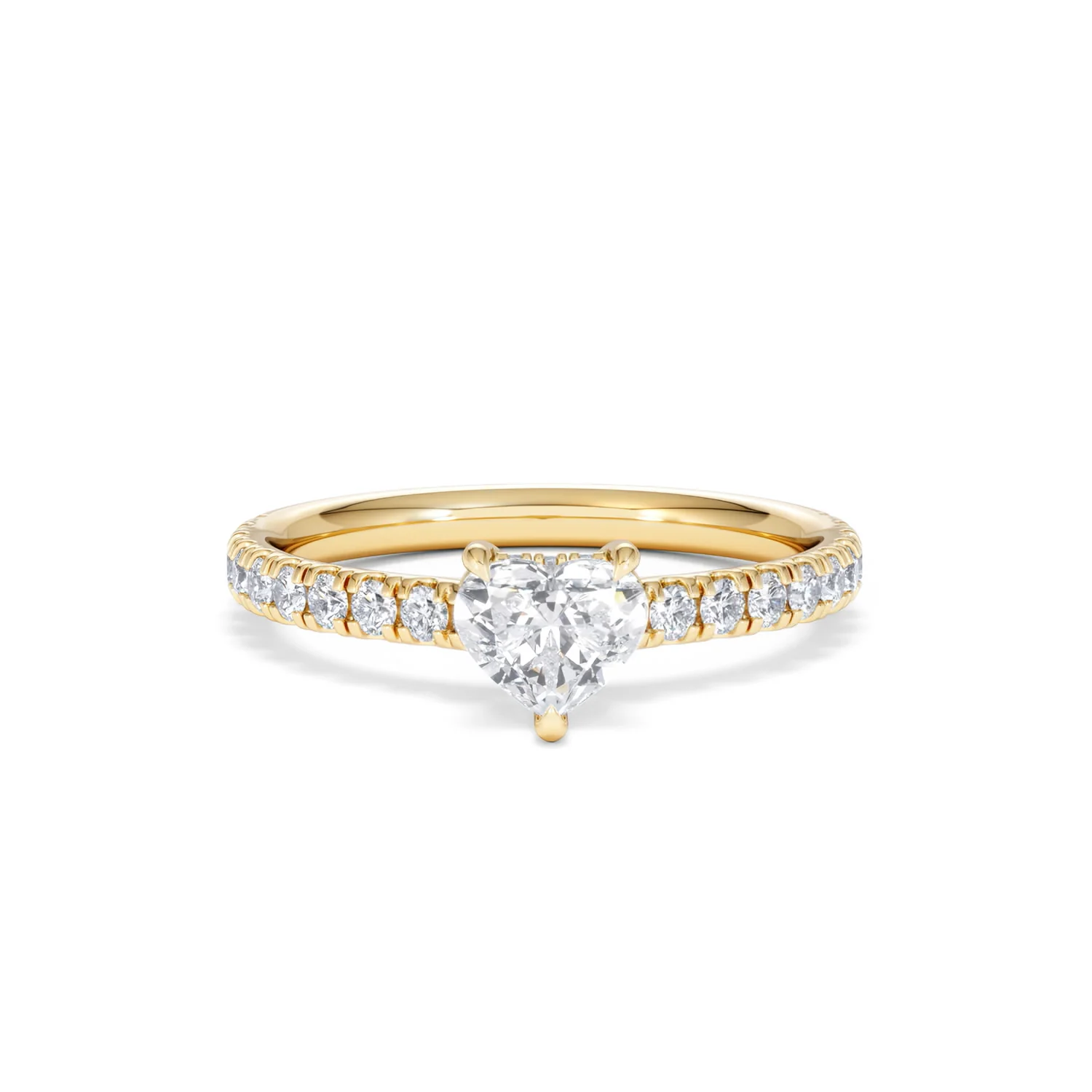 Amora Heart 0.97ct Hidden Halo Diamond Engagement Ring With Side Stones Set in 18K Gold - Image 8