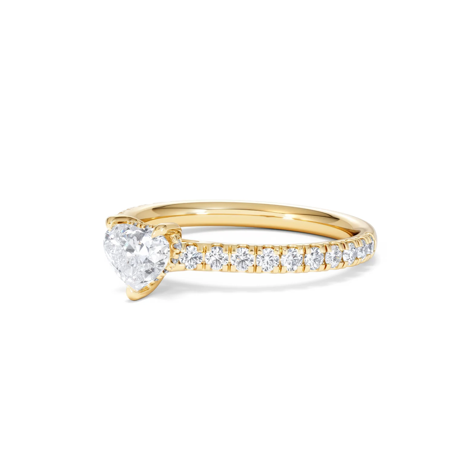 Amora Heart 0.97ct Hidden Halo Diamond Engagement Ring With Side Stones Set in 18K Gold - Image 80
