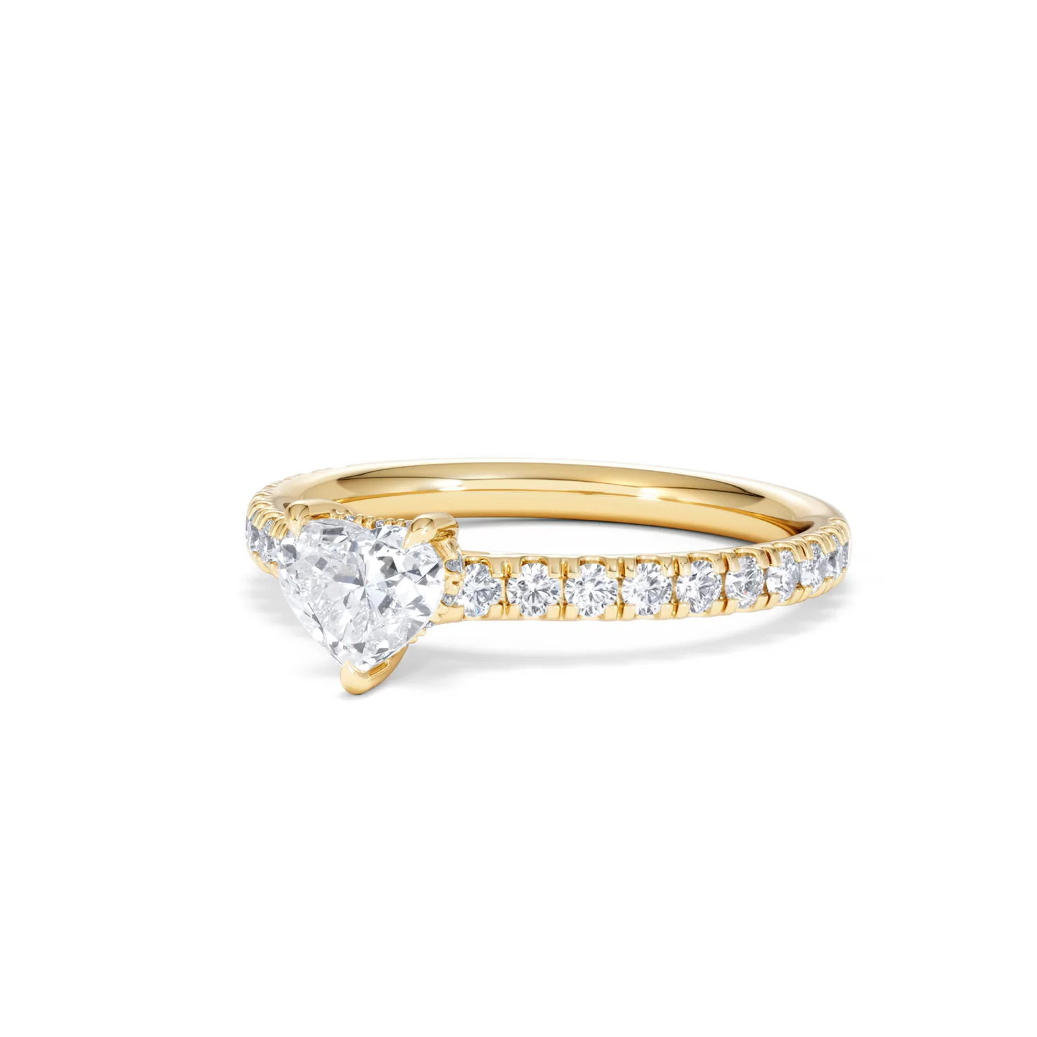 Amora Heart 0.97ct Hidden Halo Diamond Engagement Ring With Side Stones Set in 18K Gold - Image 82