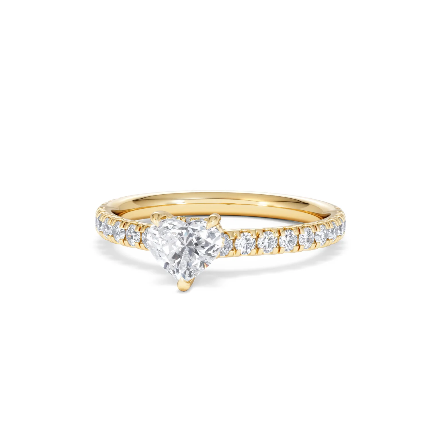Amora Heart 0.97ct Hidden Halo Diamond Engagement Ring With Side Stones Set in 18K Gold - Image 85