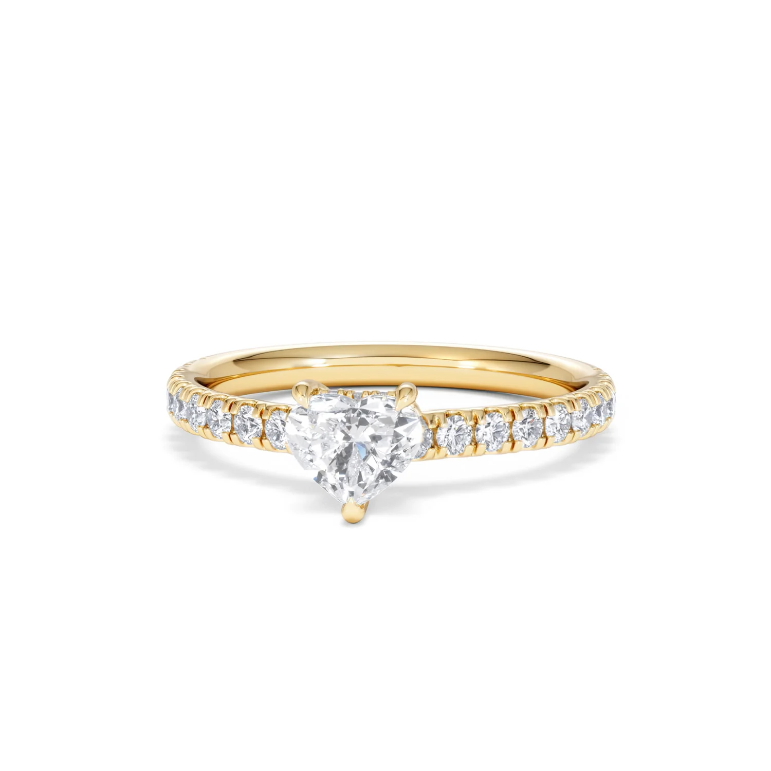Amora Heart 0.97ct Hidden Halo Diamond Engagement Ring With Side Stones Set in 18K Gold - Image 86