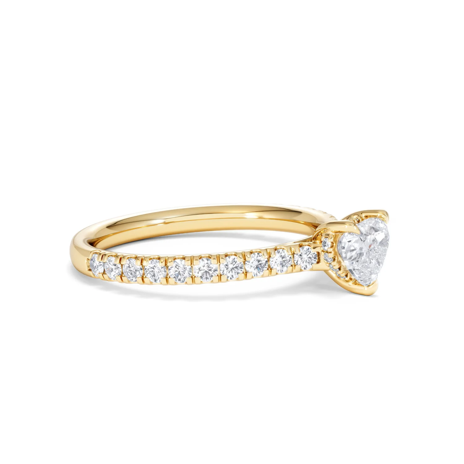 Amora Heart 0.97ct Hidden Halo Lab Diamond Engagement Ring With Side Stones Set in 18K Gold - Image 20