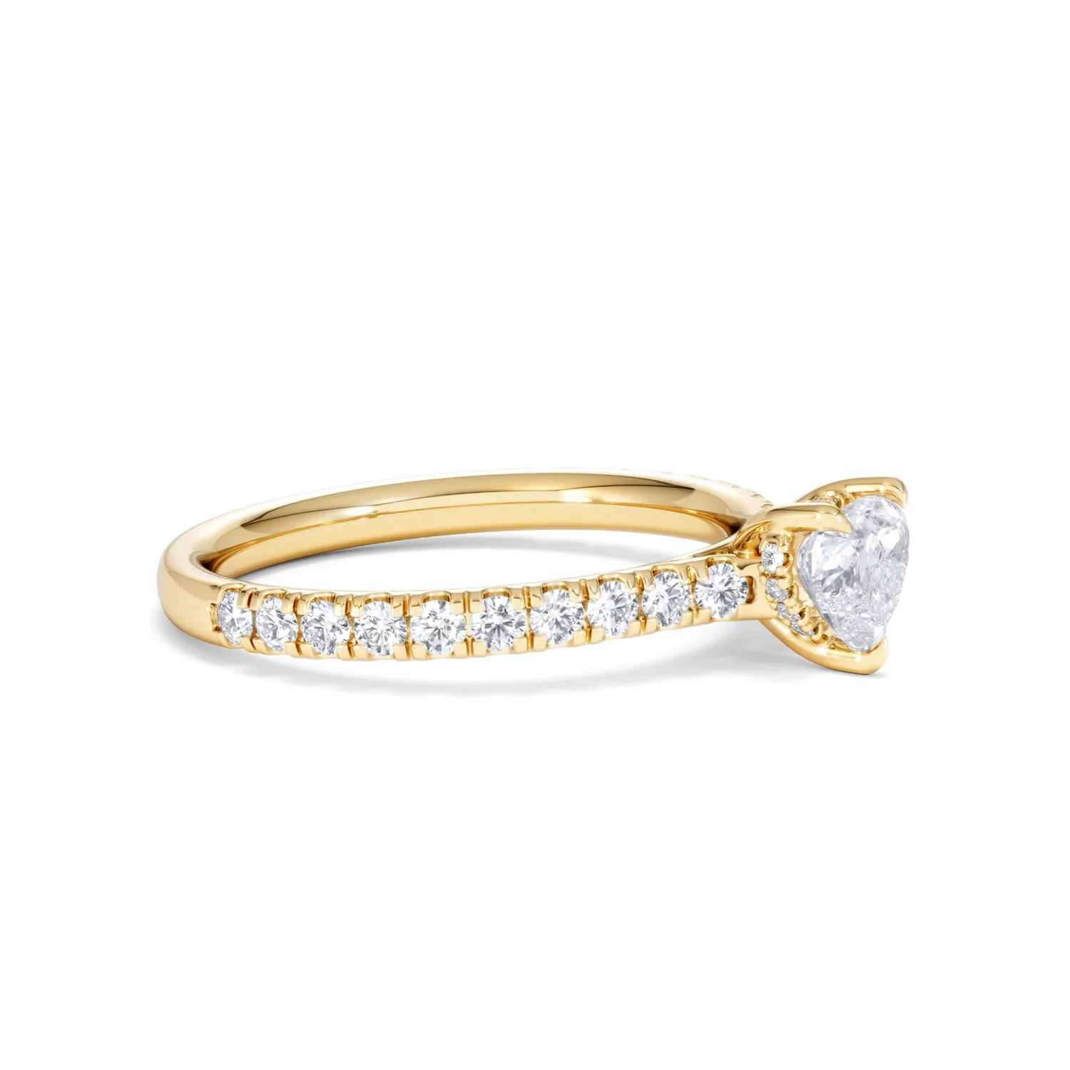Amora Heart 0.97ct Hidden Halo Lab Diamond Engagement Ring With Side Stones Set in 18K Gold - Image 21
