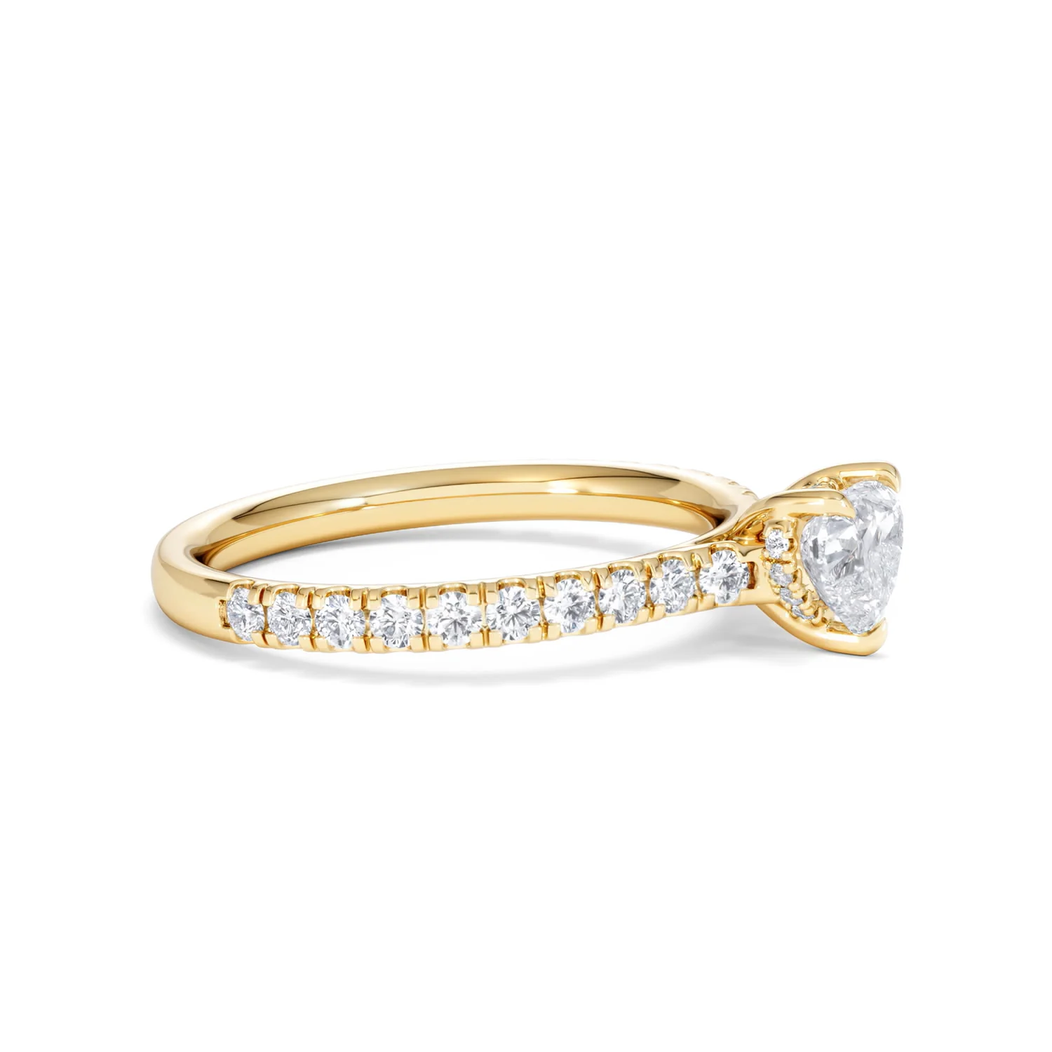 Amora Heart 0.97ct Hidden Halo Lab Diamond Engagement Ring With Side Stones Set in 18K Gold - Image 22
