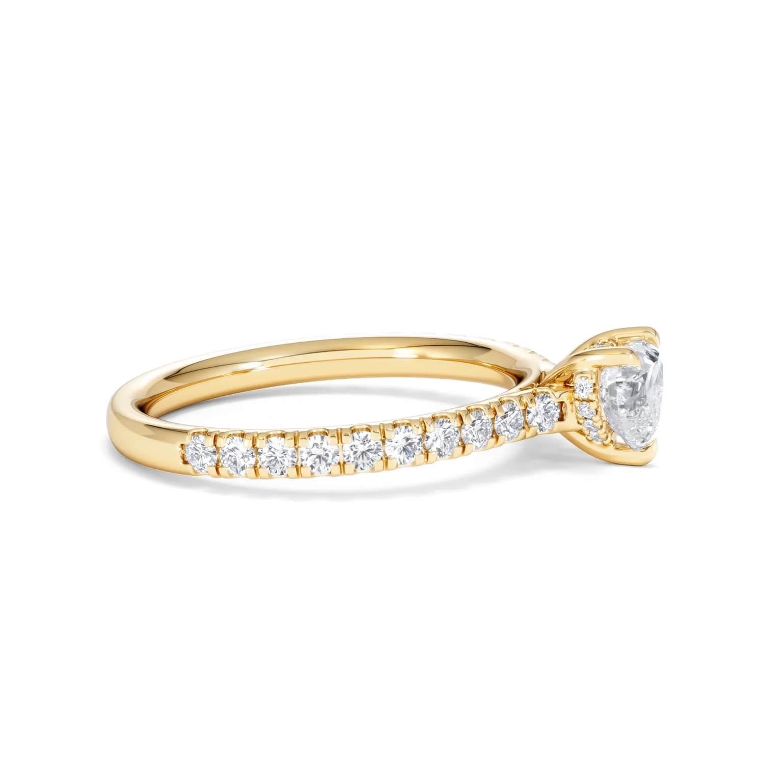 Amora Heart 0.97ct Hidden Halo Lab Diamond Engagement Ring With Side Stones Set in 18K Gold - Image 24