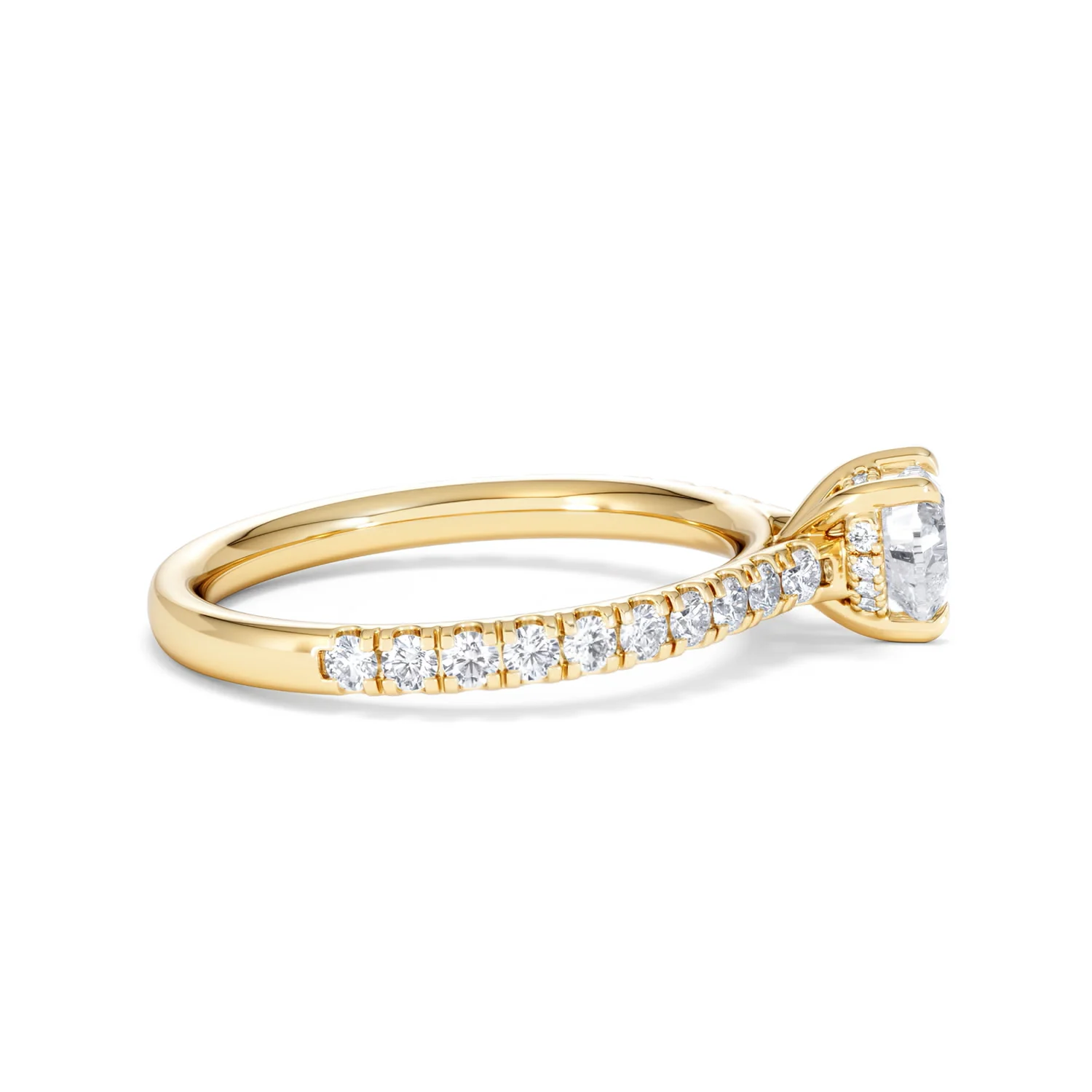 Amora Heart 0.97ct Hidden Halo Lab Diamond Engagement Ring With Side Stones Set in 18K Gold - Image 27
