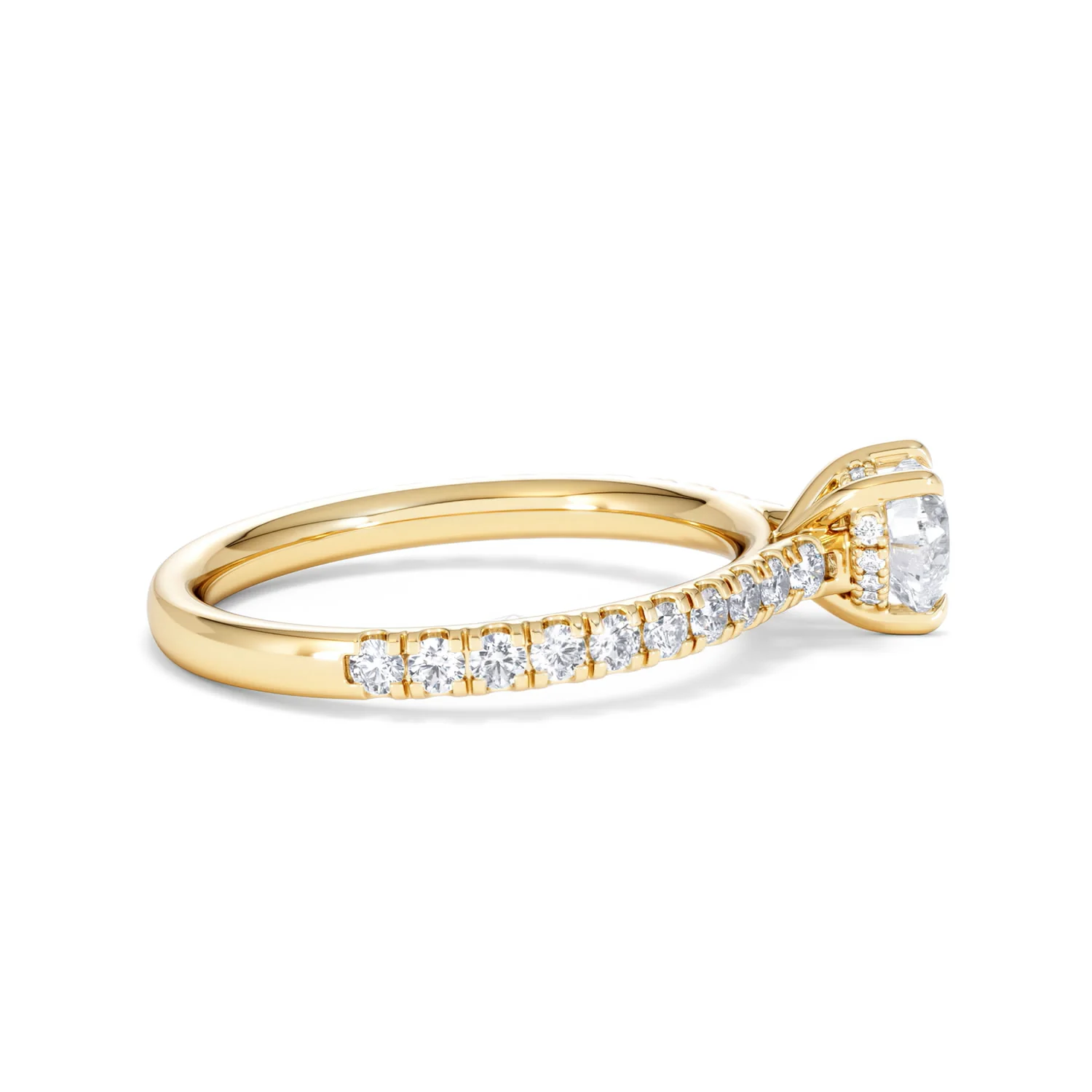 Amora Heart 0.97ct Hidden Halo Lab Diamond Engagement Ring With Side Stones Set in 18K Gold - Image 28