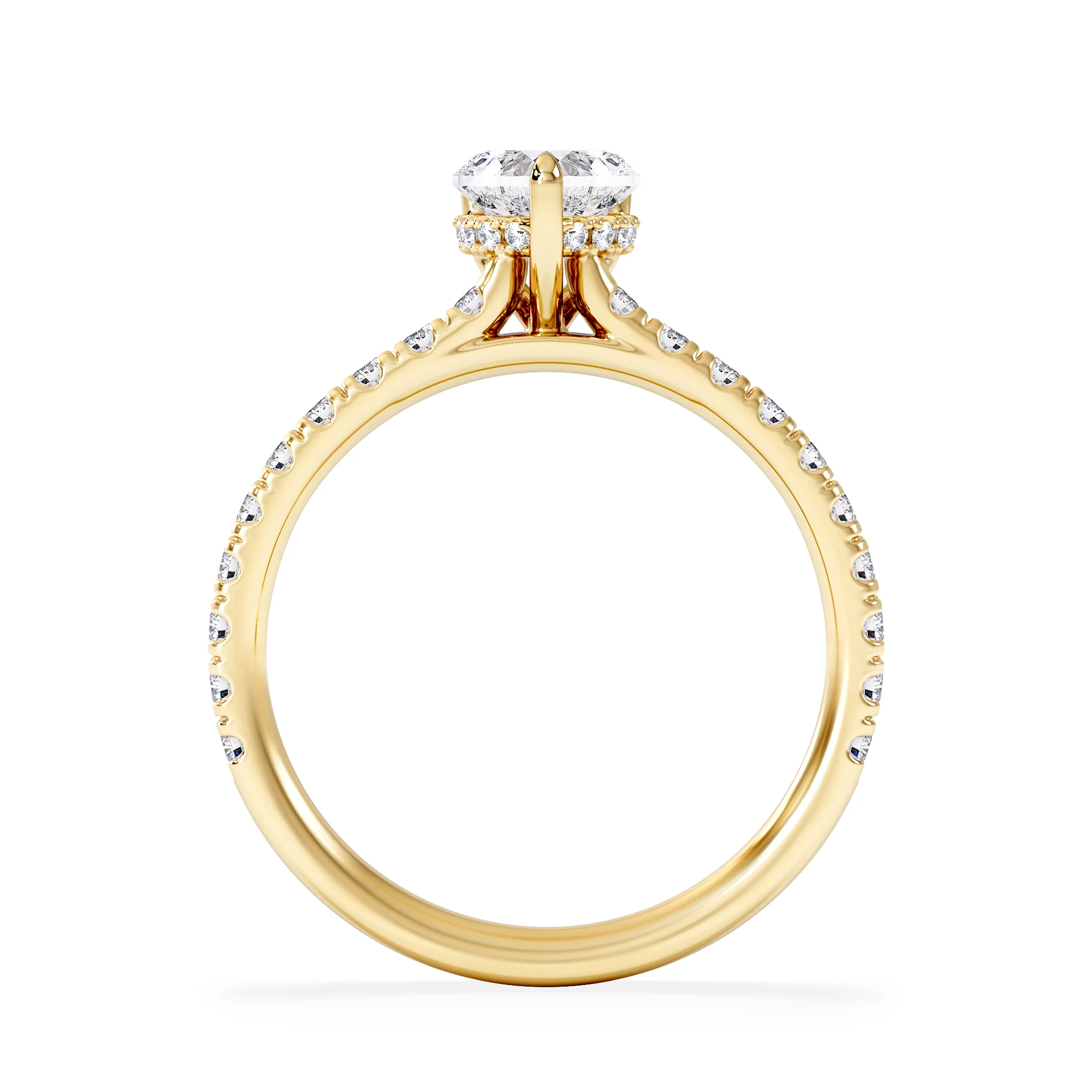 Amora Heart 0.97ct Hidden Halo Lab Diamond Engagement Ring With Side Stones Set in 18K Gold - Image 3