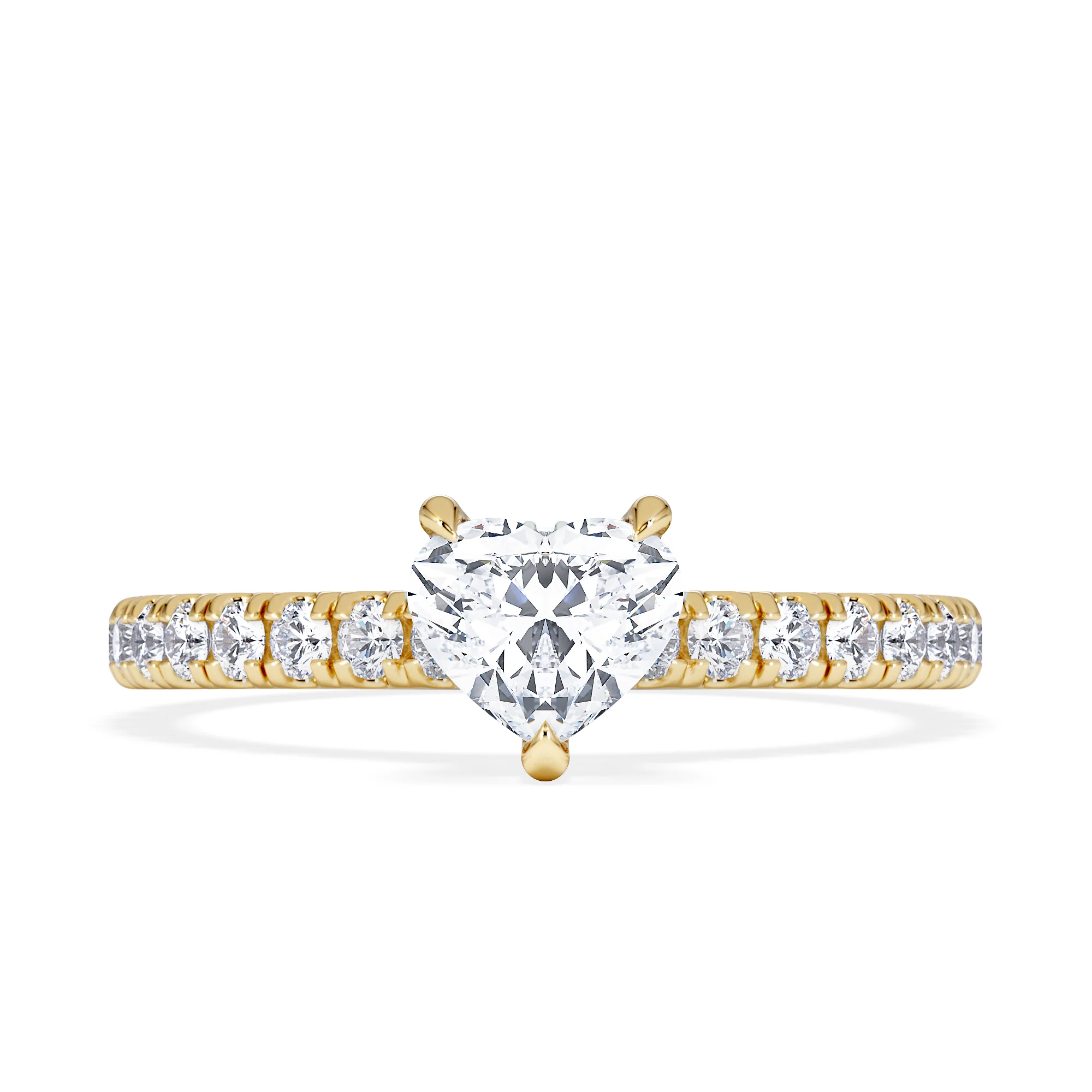 Amora Heart 0.97ct Hidden Halo Lab Diamond Engagement Ring With Side Stones Set in 18K Gold - Image 6