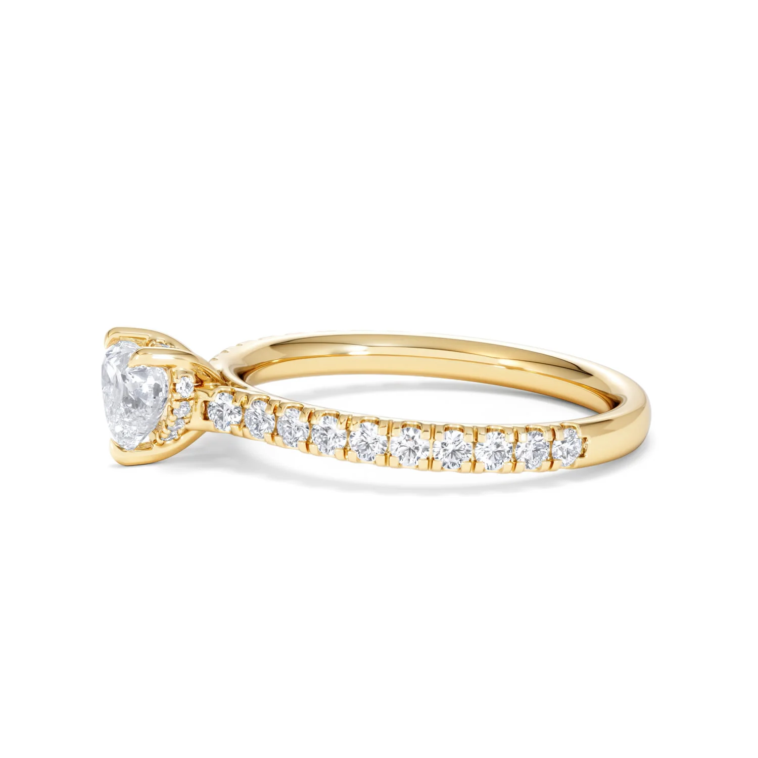 Amora Heart 0.97ct Hidden Halo Lab Diamond Engagement Ring With Side Stones Set in 18K Gold - Image 72