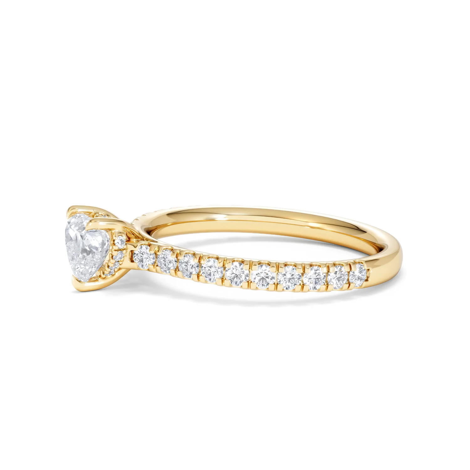 Amora Heart 0.97ct Hidden Halo Lab Diamond Engagement Ring With Side Stones Set in 18K Gold - Image 73