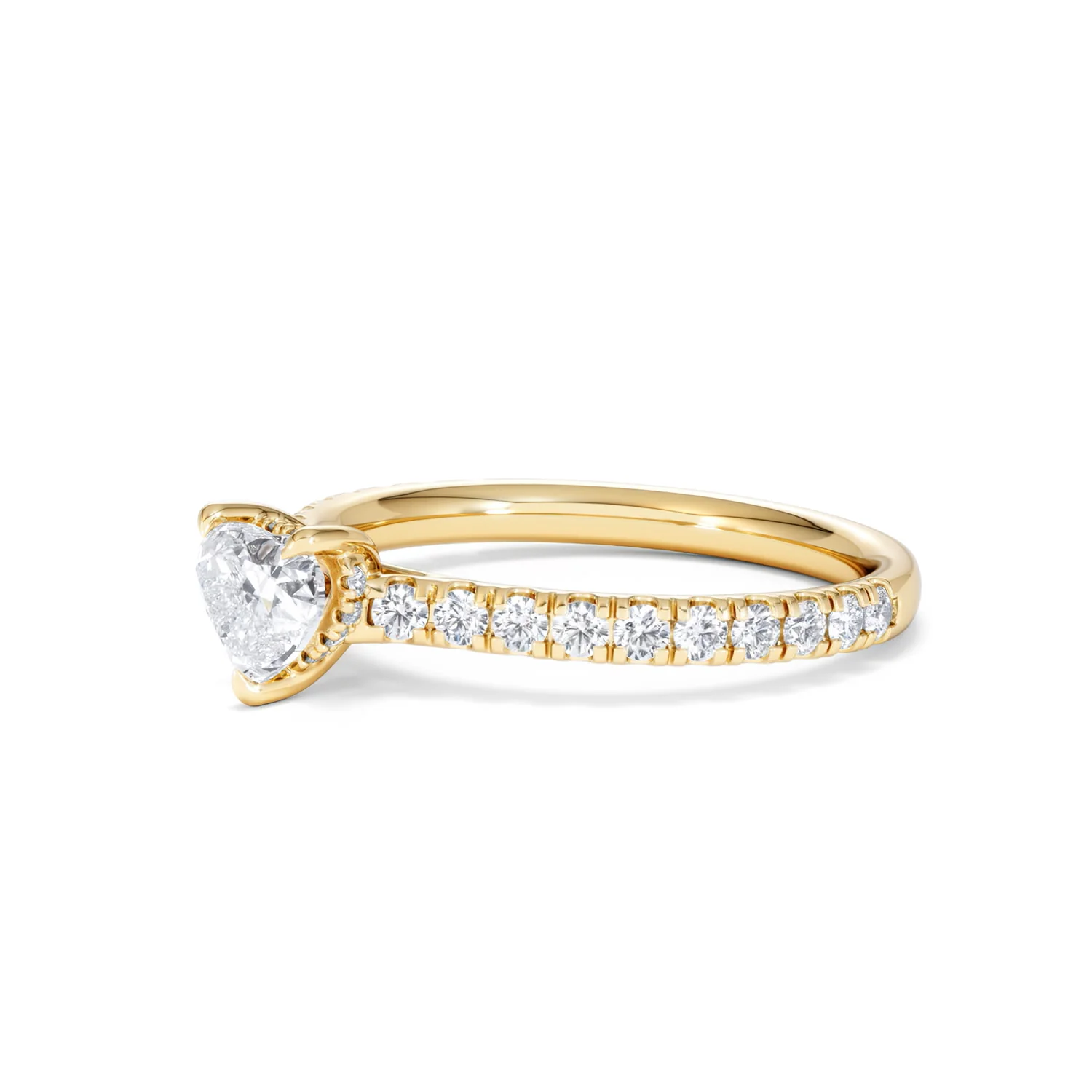 Amora Heart 0.97ct Hidden Halo Lab Diamond Engagement Ring With Side Stones Set in 18K Gold - Image 77