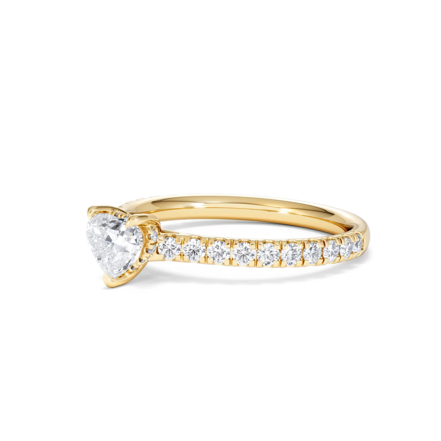 Amora Heart 0.97ct Hidden Halo Lab Diamond Engagement Ring With Side Stones Set in 18K Gold - Image 78