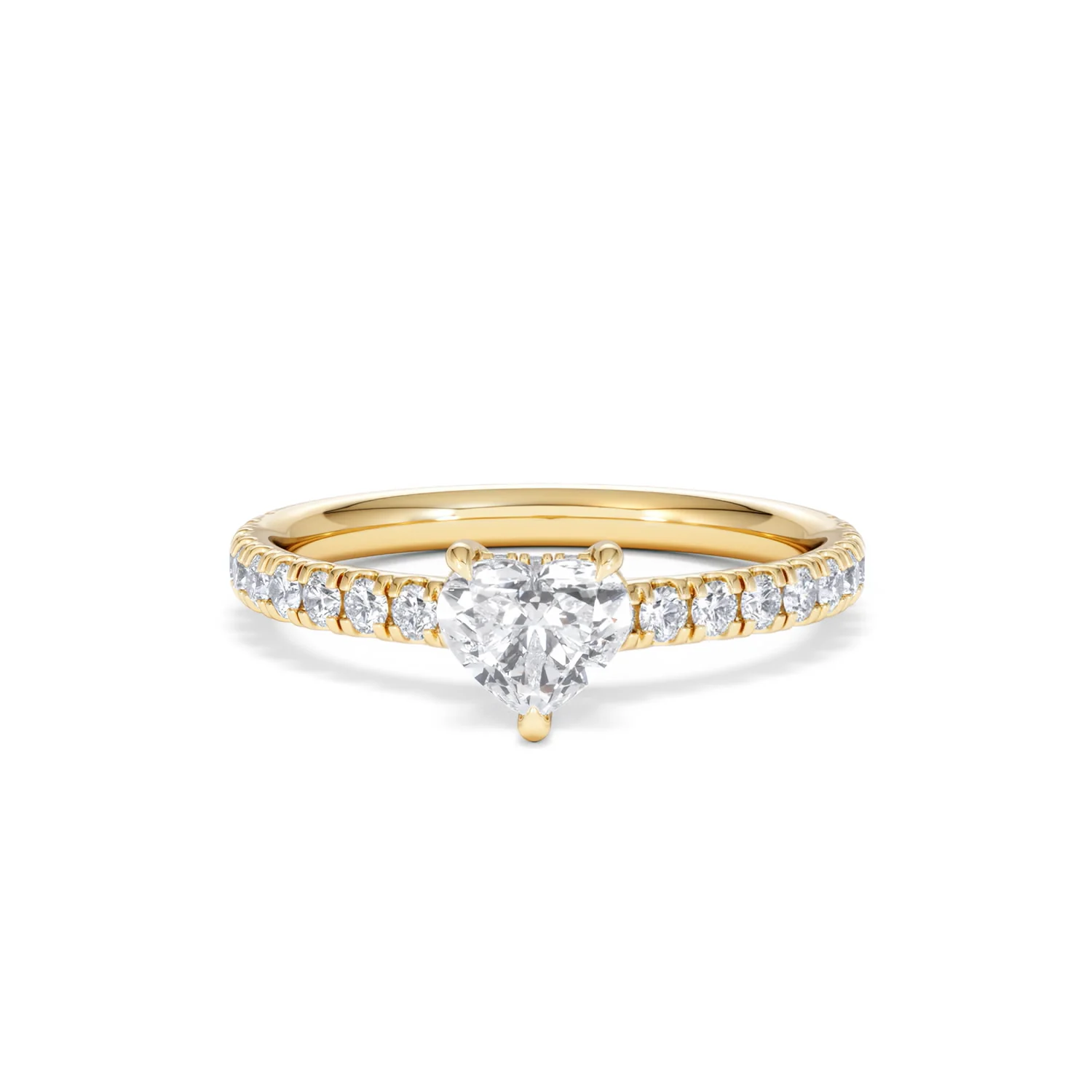 Amora Heart 0.97ct Hidden Halo Lab Diamond Engagement Ring With Side Stones Set in 18K Gold - Image 87