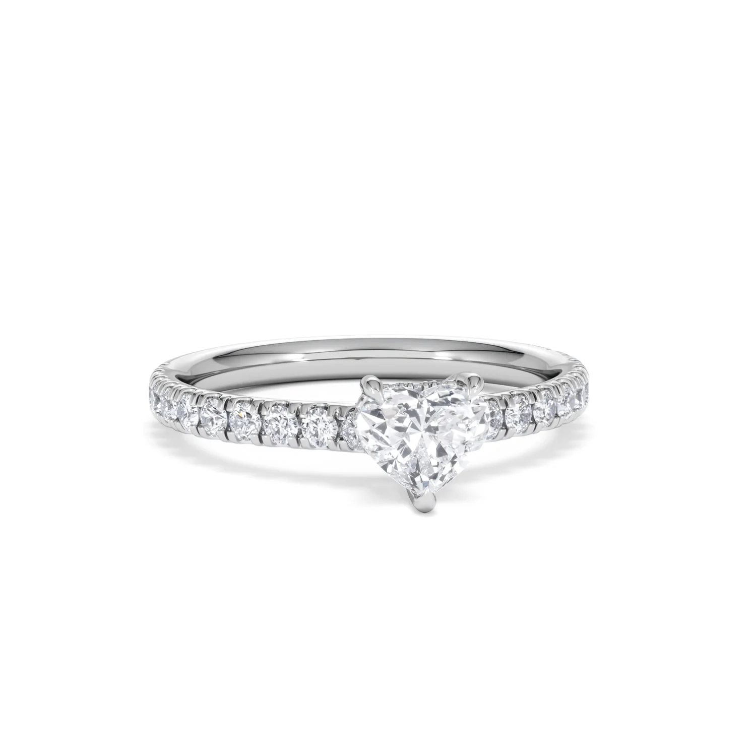 Amora Heart 0.97ct Hidden Halo Lab Diamond Engagement Ring With Side Stones Set in 18K Platinum - Image 10