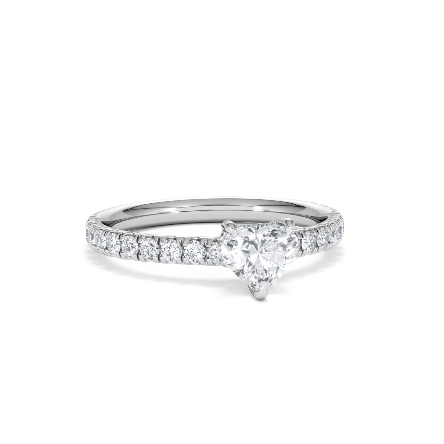 Amora Heart 0.97ct Hidden Halo Lab Diamond Engagement Ring With Side Stones Set in 18K Platinum - Image 11
