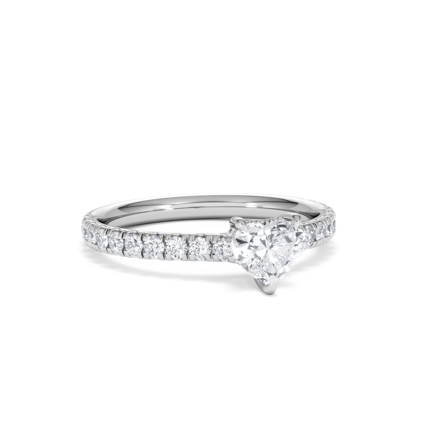 Amora Heart 0.97ct Hidden Halo Lab Diamond Engagement Ring With Side Stones Set in 18K Platinum - Image 12