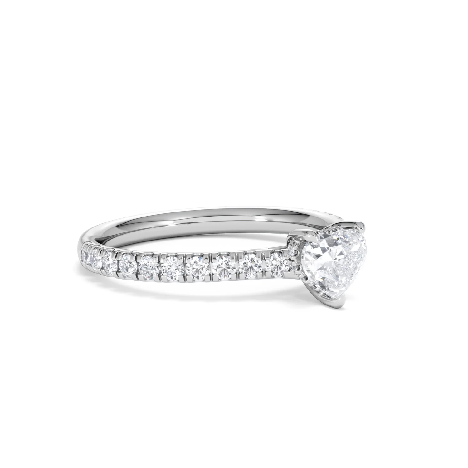 Amora Heart 0.97ct Hidden Halo Lab Diamond Engagement Ring With Side Stones Set in 18K Platinum - Image 16