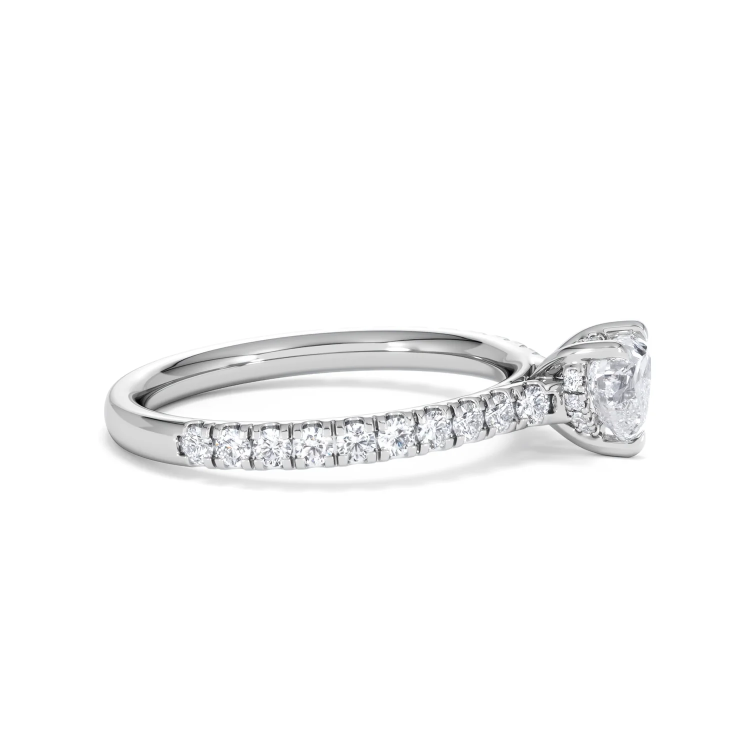 Amora Heart 0.97ct Hidden Halo Lab Diamond Engagement Ring With Side Stones Set in 18K Platinum - Image 24