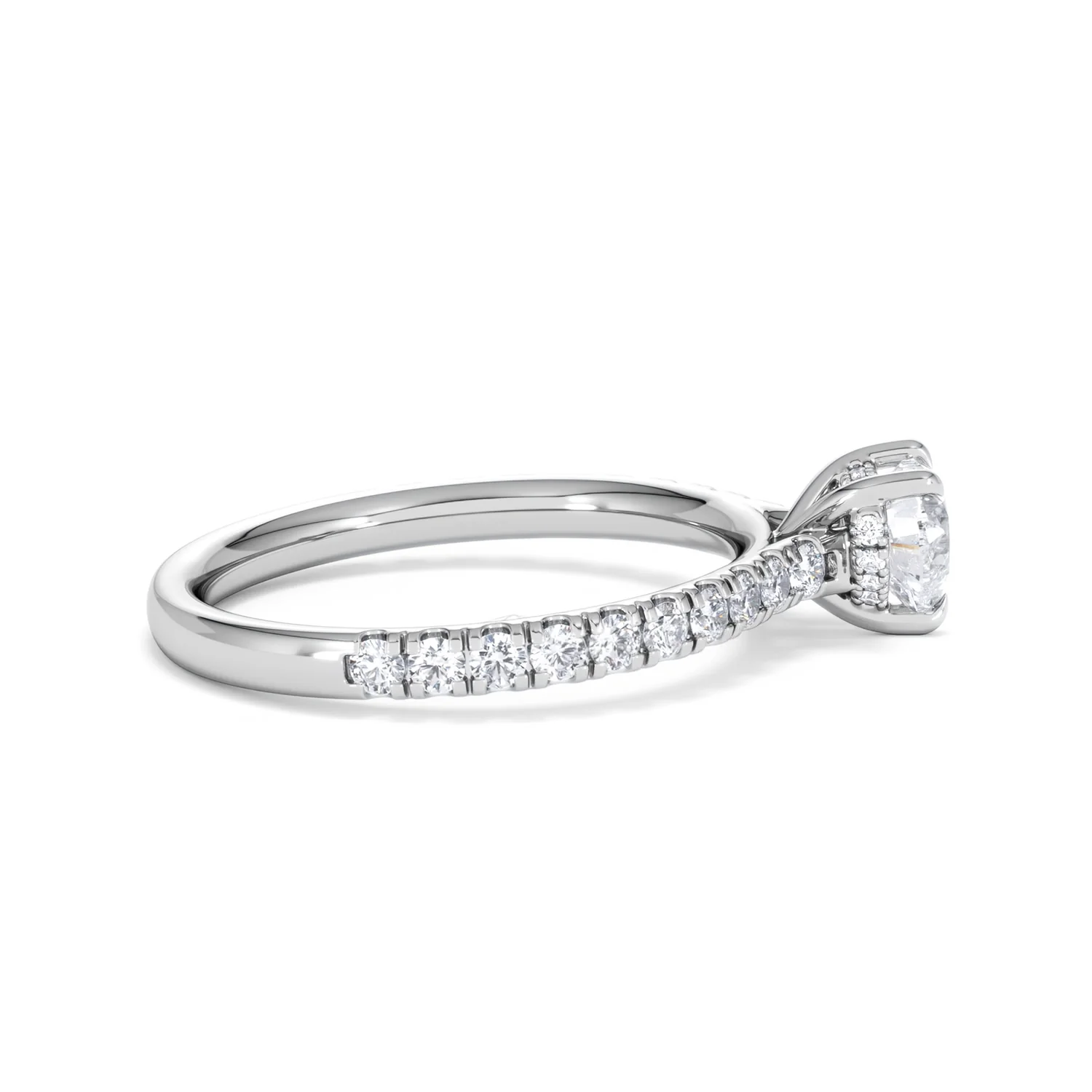 Amora Heart 0.97ct Hidden Halo Lab Diamond Engagement Ring With Side Stones Set in 18K Platinum - Image 28