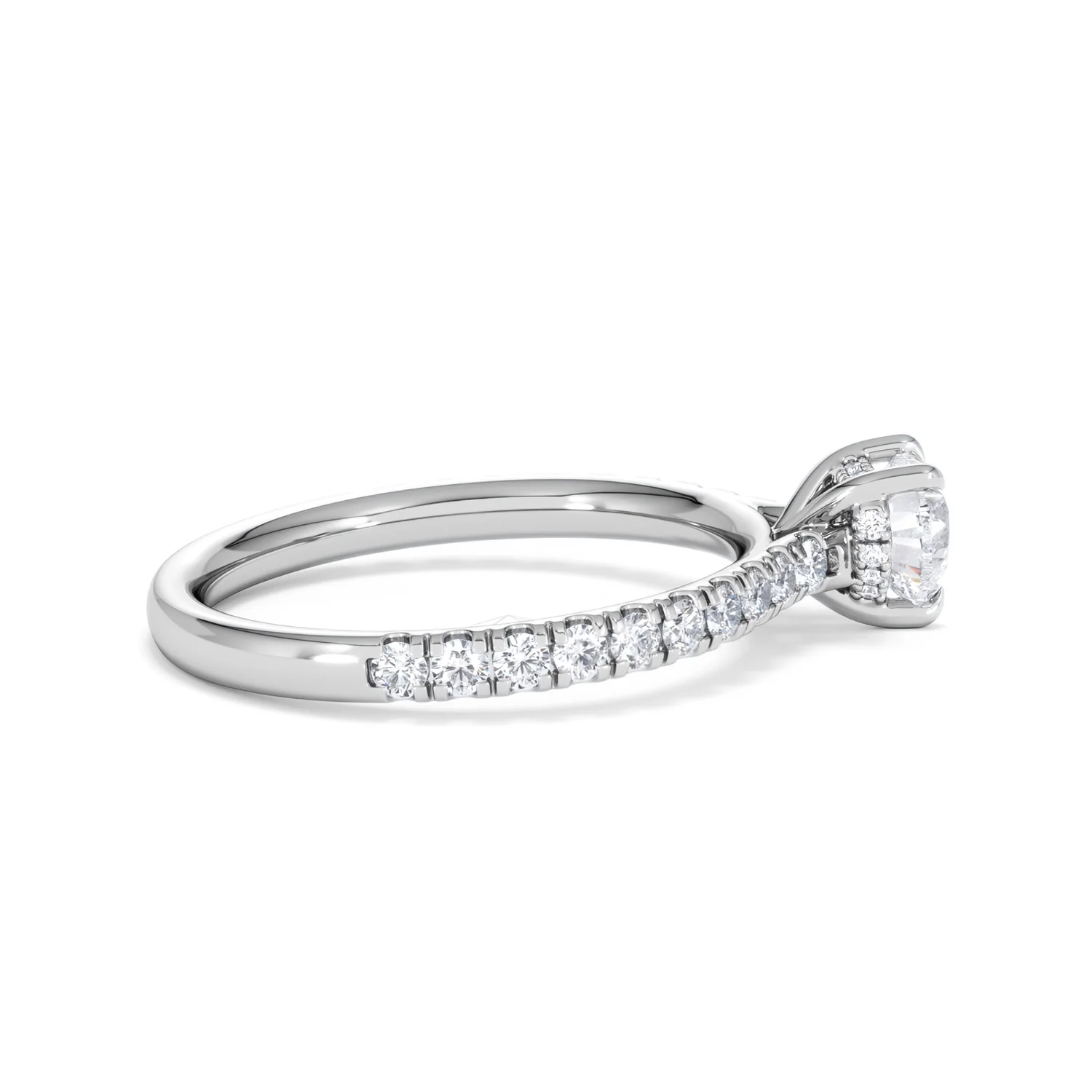 Amora Heart 0.97ct Hidden Halo Lab Diamond Engagement Ring With Side Stones Set in 18K Platinum - Image 29
