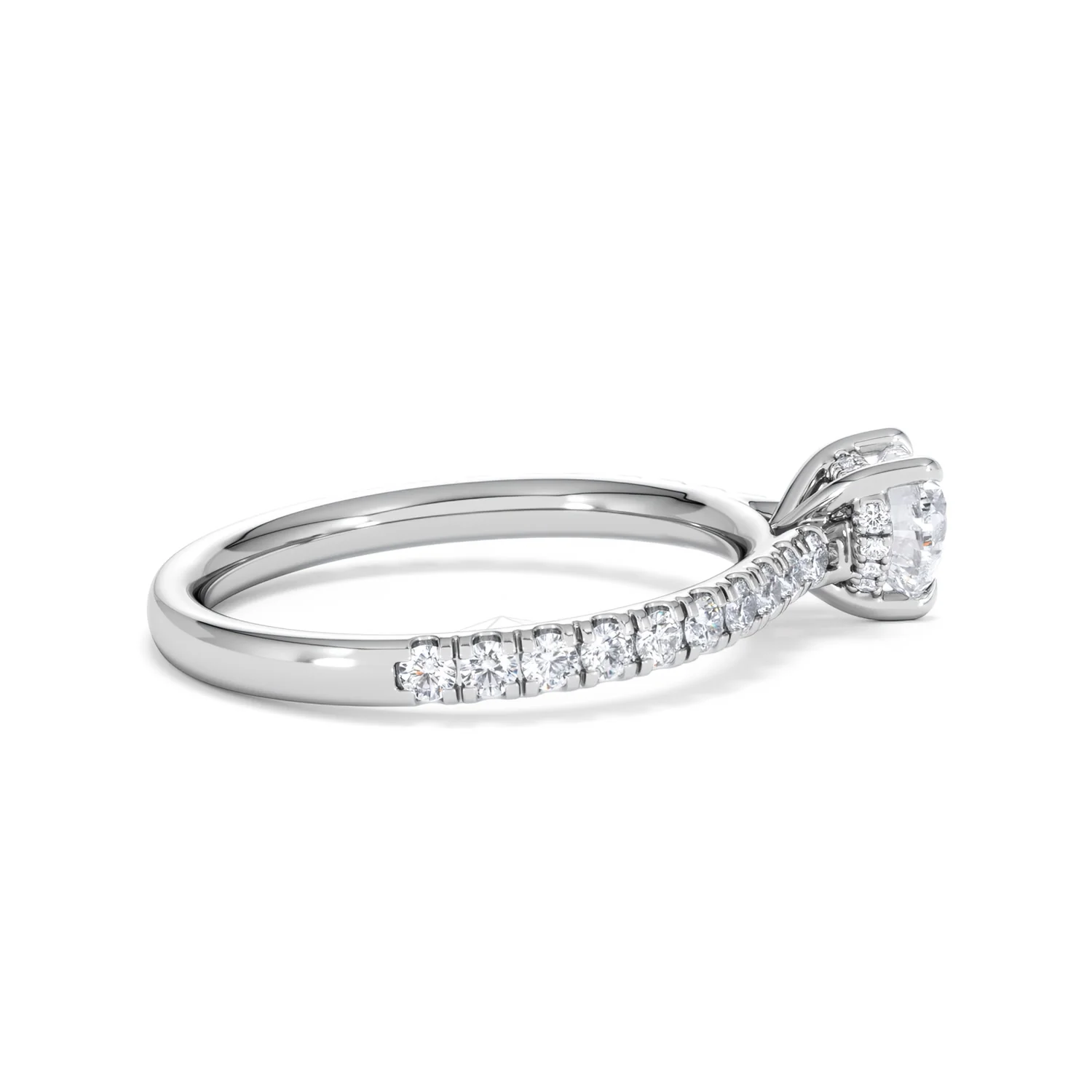 Amora Heart 0.97ct Hidden Halo Lab Diamond Engagement Ring With Side Stones Set in 18K Platinum - Image 30