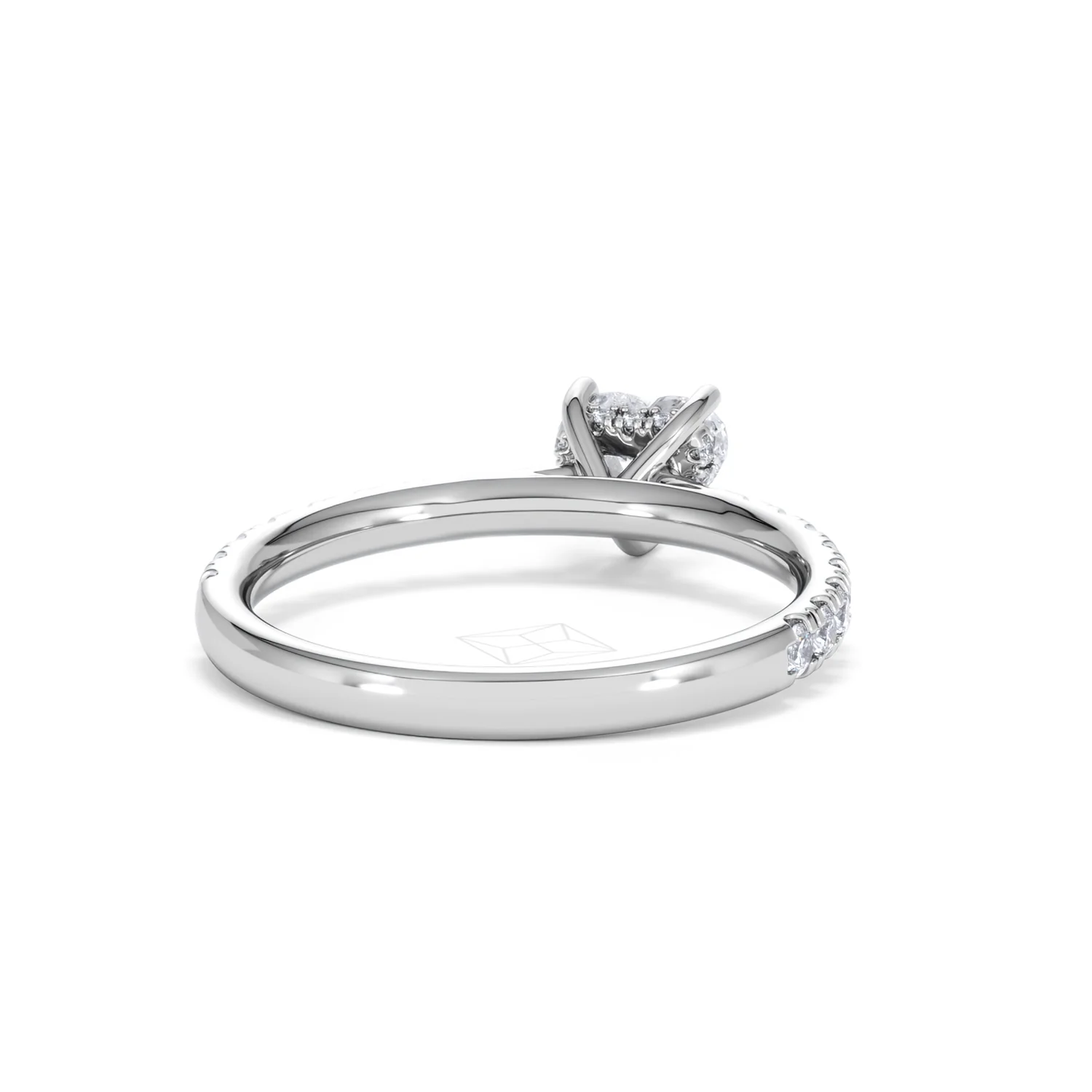 Amora Heart 0.97ct Hidden Halo Lab Diamond Engagement Ring With Side Stones Set in 18K Platinum - Image 44