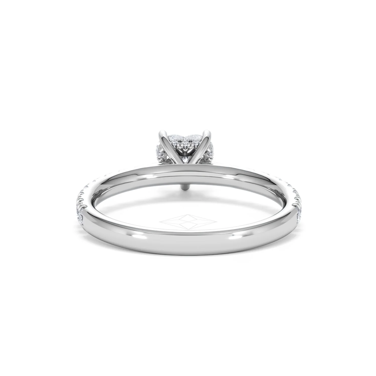 Amora Heart 0.97ct Hidden Halo Lab Diamond Engagement Ring With Side Stones Set in 18K Platinum - Image 48