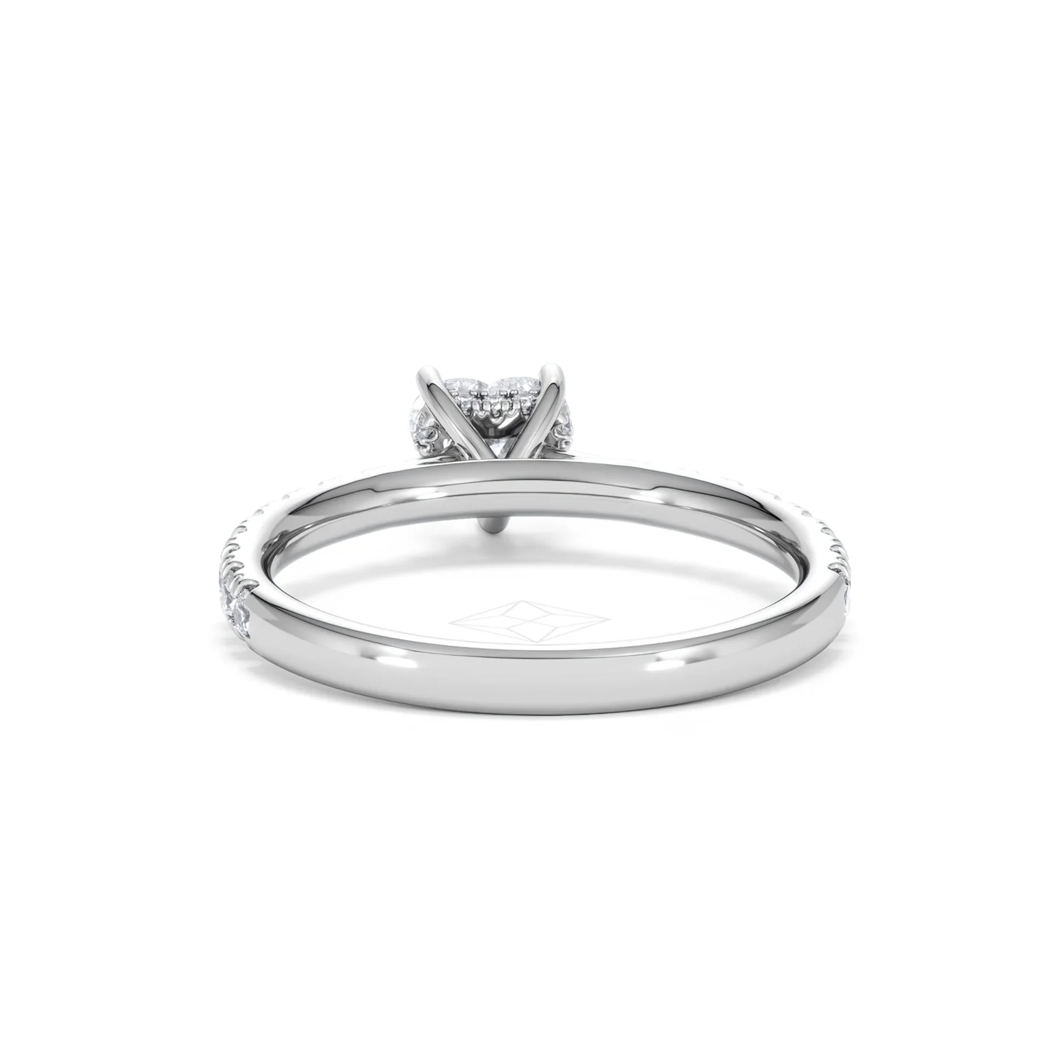 Amora Heart 0.97ct Hidden Halo Lab Diamond Engagement Ring With Side Stones Set in 18K Platinum - Image 49