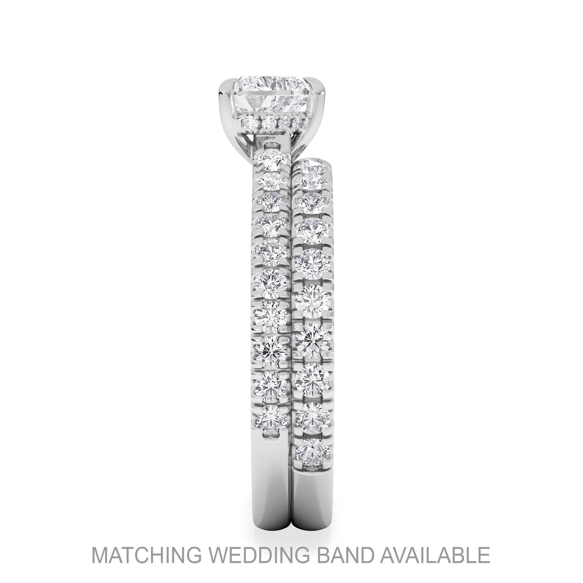 Amora Heart 0.97ct Hidden Halo Lab Diamond Engagement Ring With Side Stones Set in 18K Platinum - Image 5