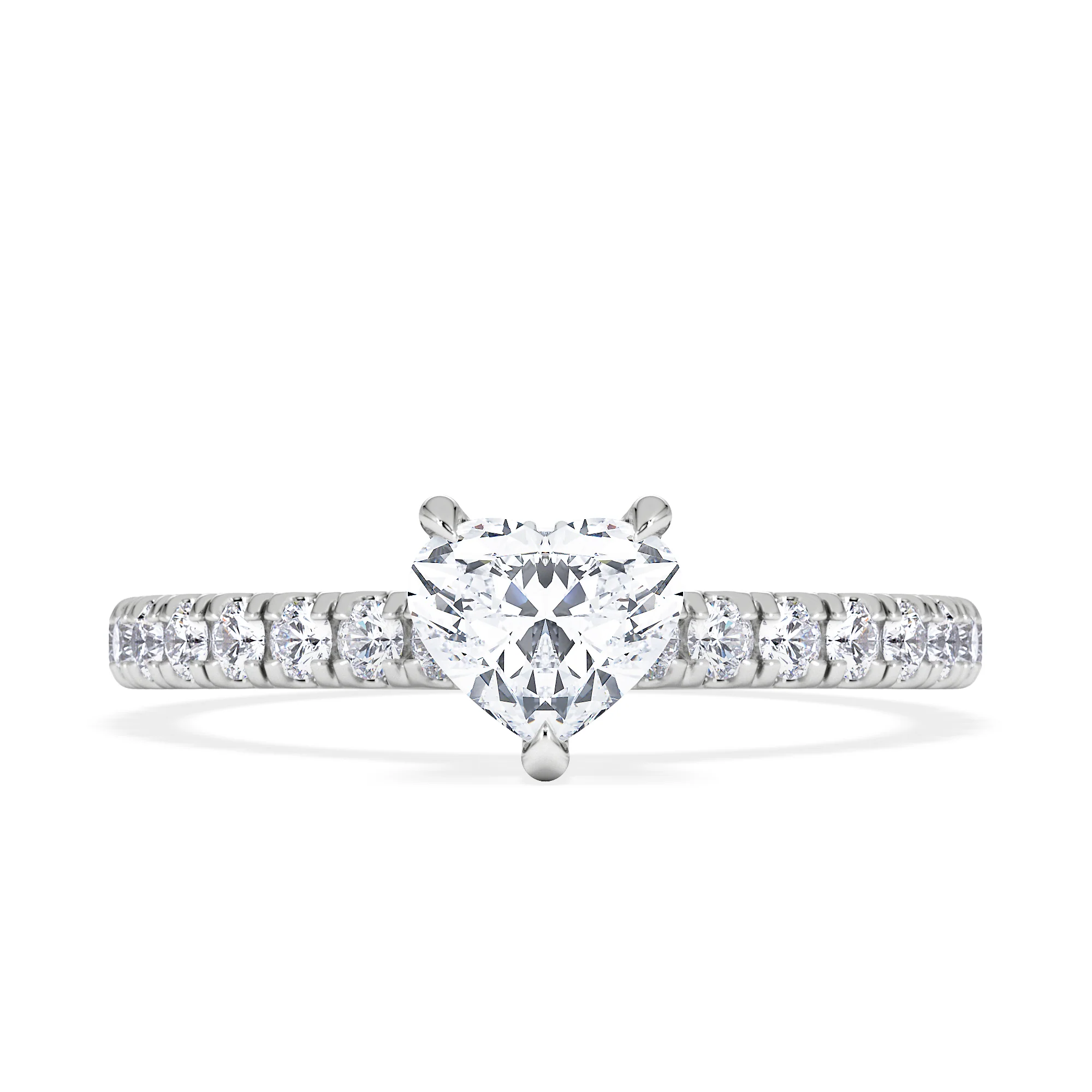 Amora Heart 0.97ct Hidden Halo Lab Diamond Engagement Ring With Side Stones Set in 18K Platinum - Image 6