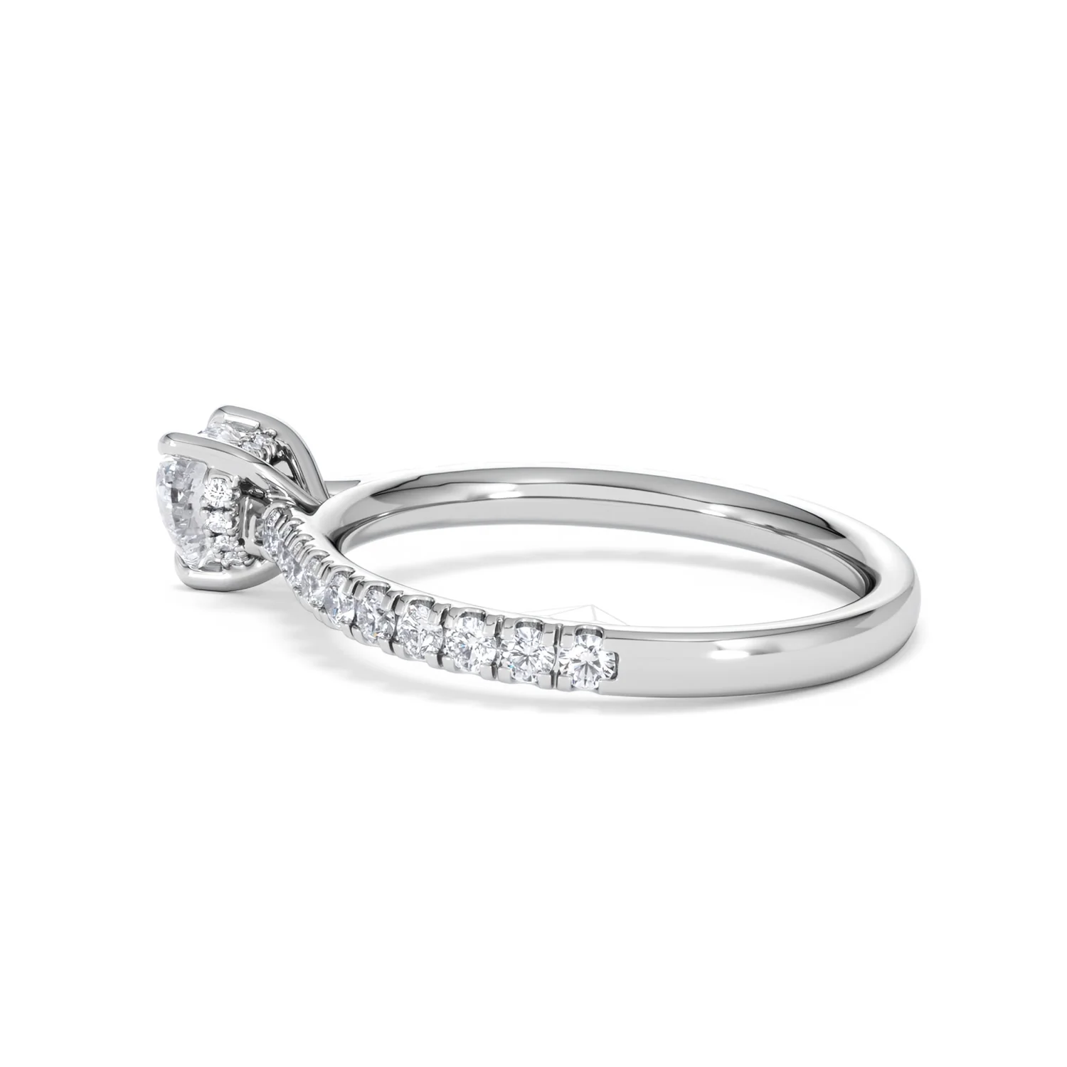 Amora Heart 0.97ct Hidden Halo Lab Diamond Engagement Ring With Side Stones Set in 18K Platinum - Image 63