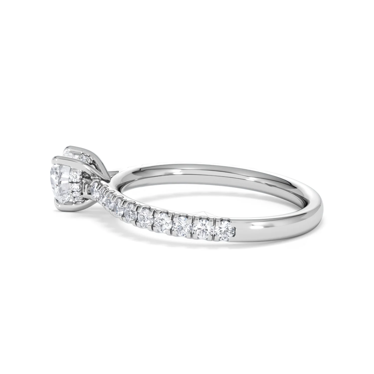 Amora Heart 0.97ct Hidden Halo Lab Diamond Engagement Ring With Side Stones Set in 18K Platinum - Image 65