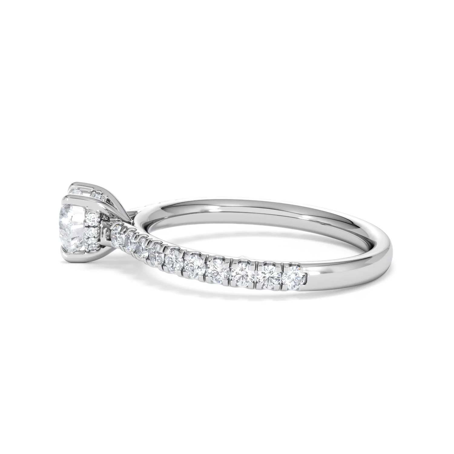 Amora Heart 0.97ct Hidden Halo Lab Diamond Engagement Ring With Side Stones Set in 18K Platinum - Image 67