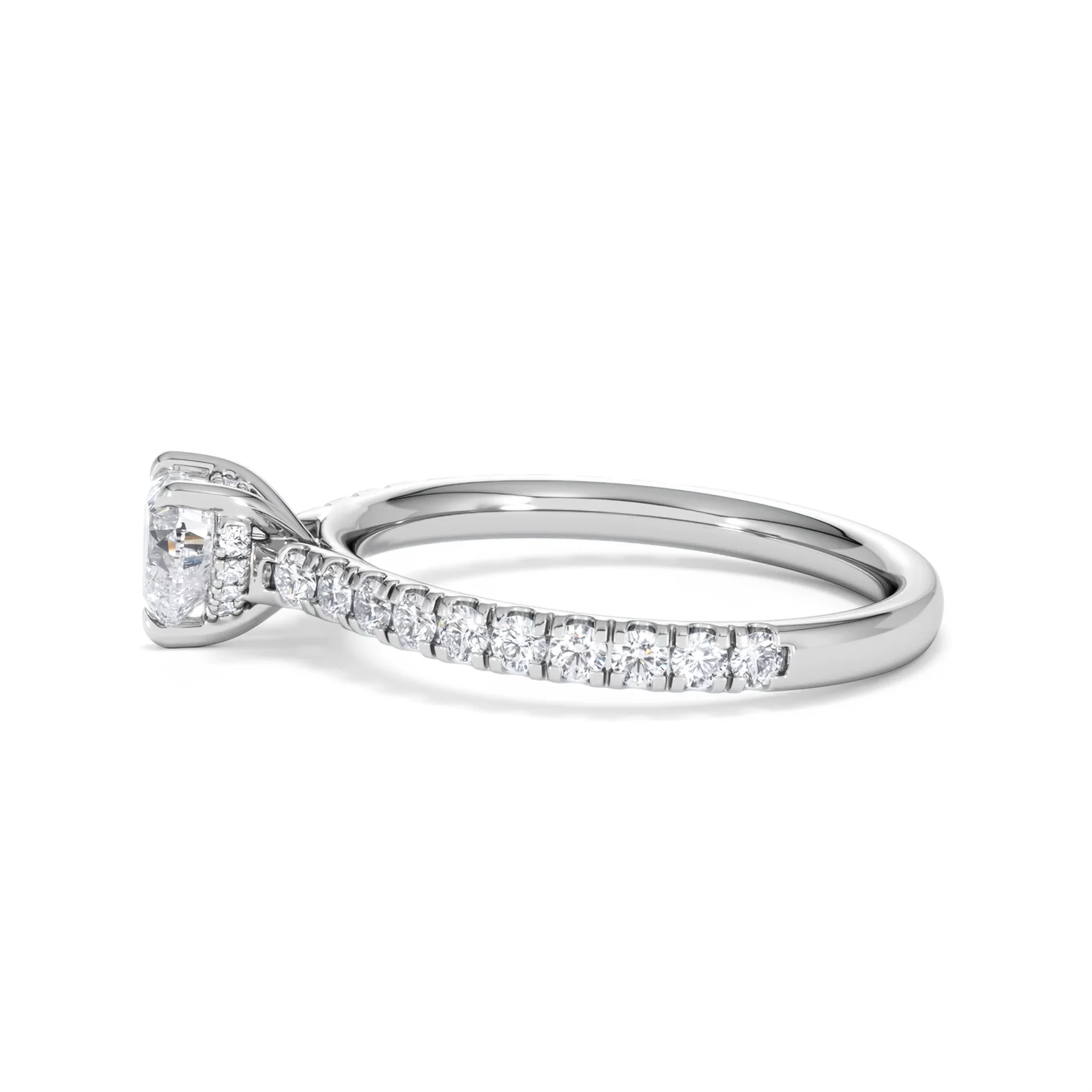Amora Heart 0.97ct Hidden Halo Lab Diamond Engagement Ring With Side Stones Set in 18K Platinum - Image 69