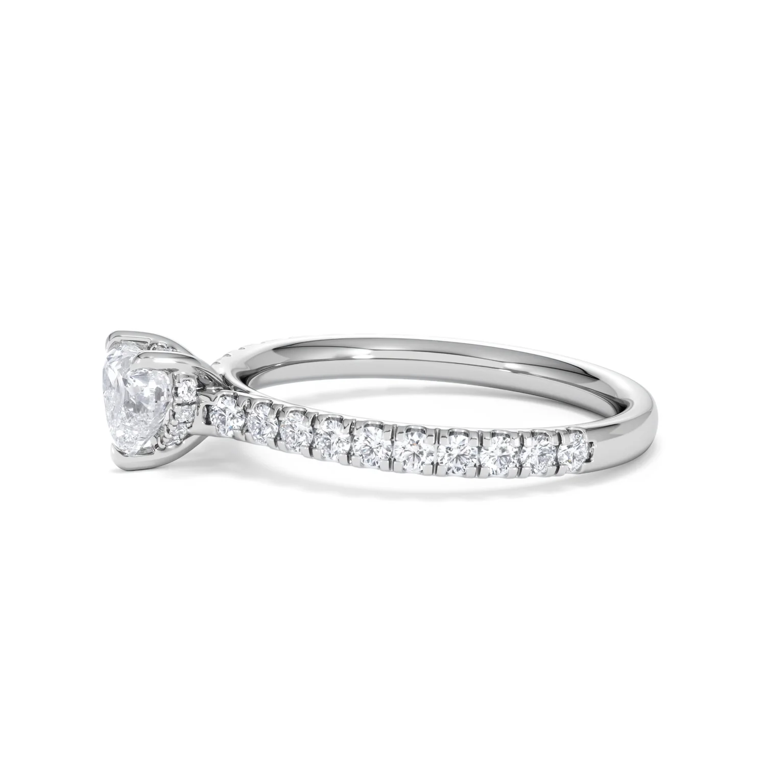 Amora Heart 0.97ct Hidden Halo Lab Diamond Engagement Ring With Side Stones Set in 18K Platinum - Image 72