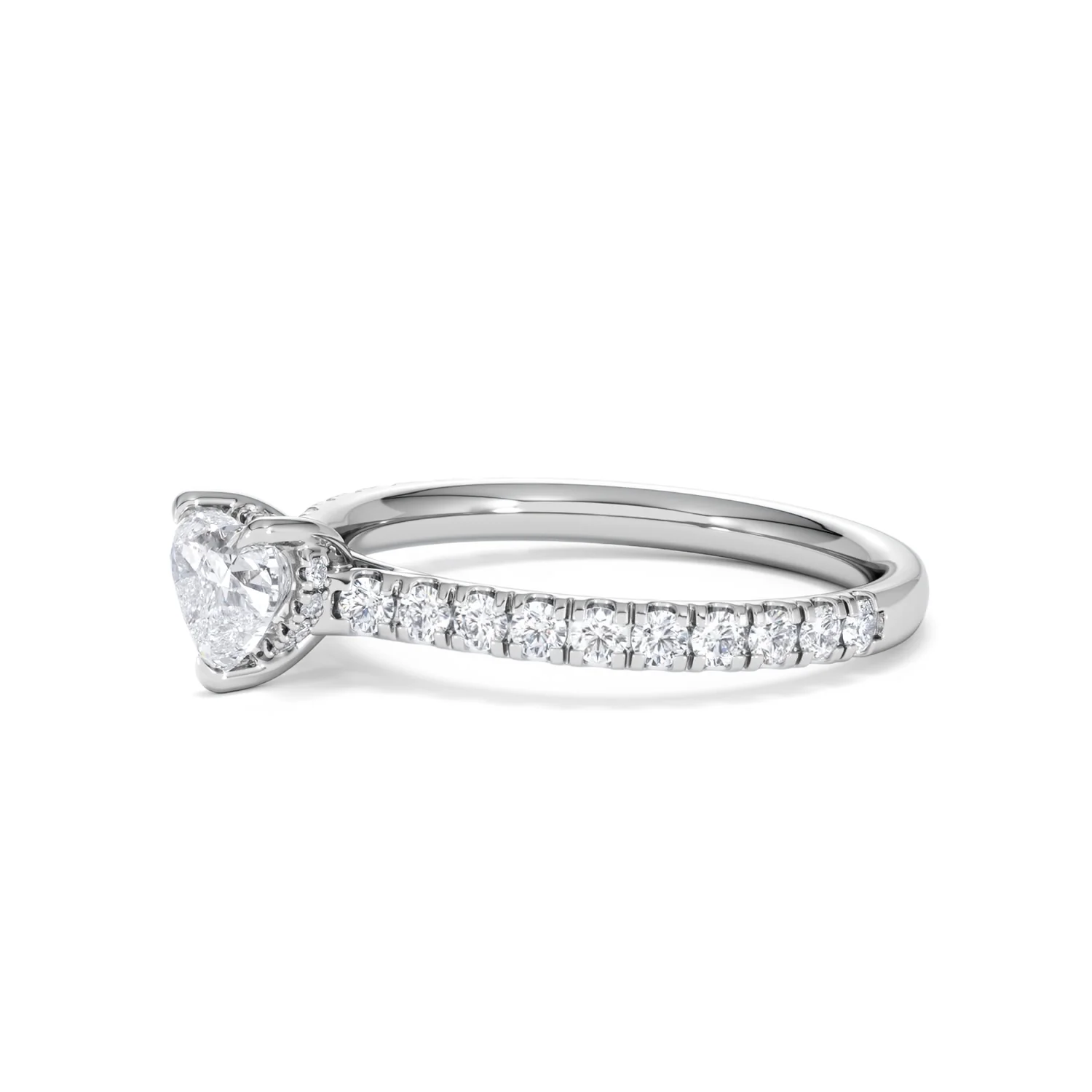 Amora Heart 0.97ct Hidden Halo Lab Diamond Engagement Ring With Side Stones Set in 18K Platinum - Image 75