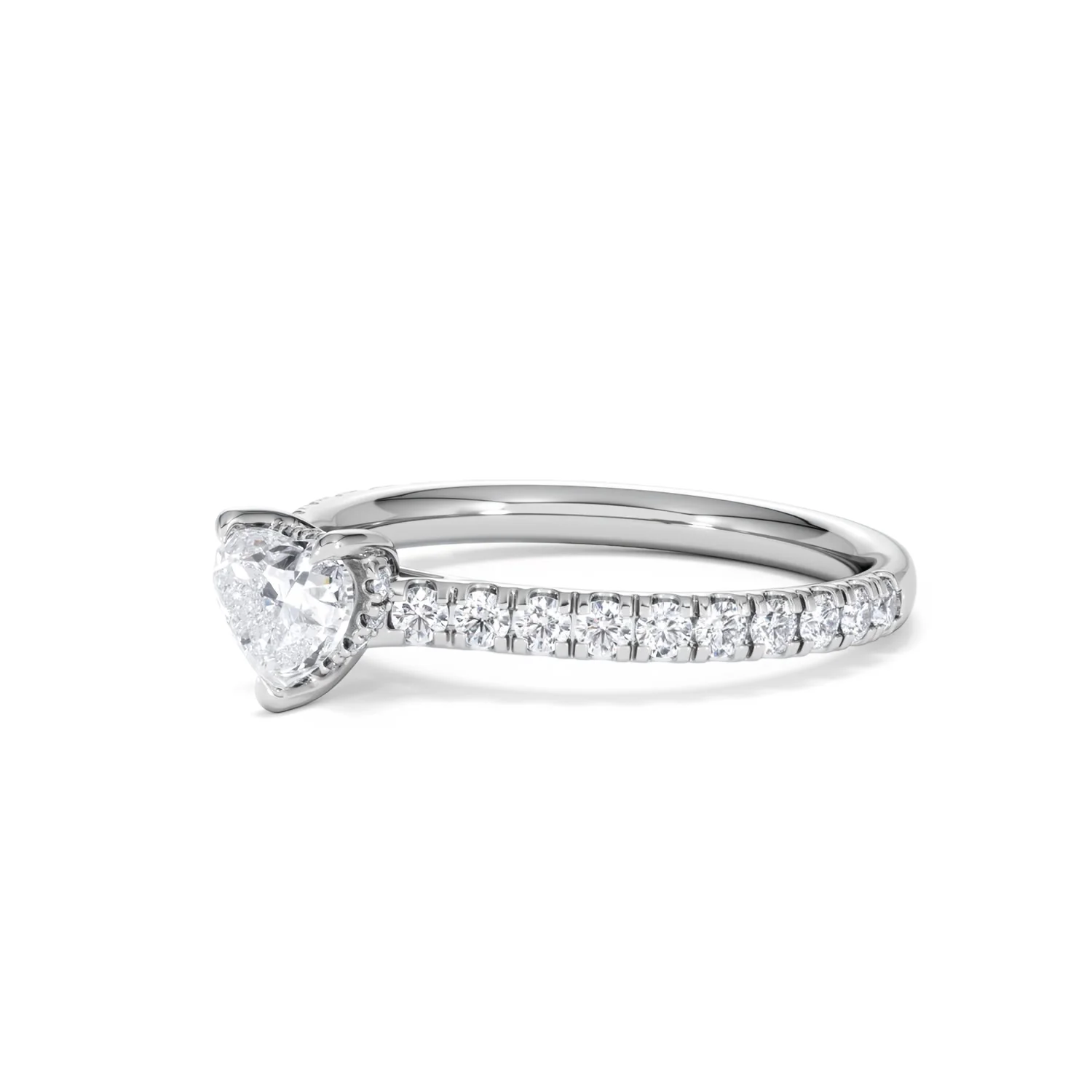 Amora Heart 0.97ct Hidden Halo Lab Diamond Engagement Ring With Side Stones Set in 18K Platinum - Image 78