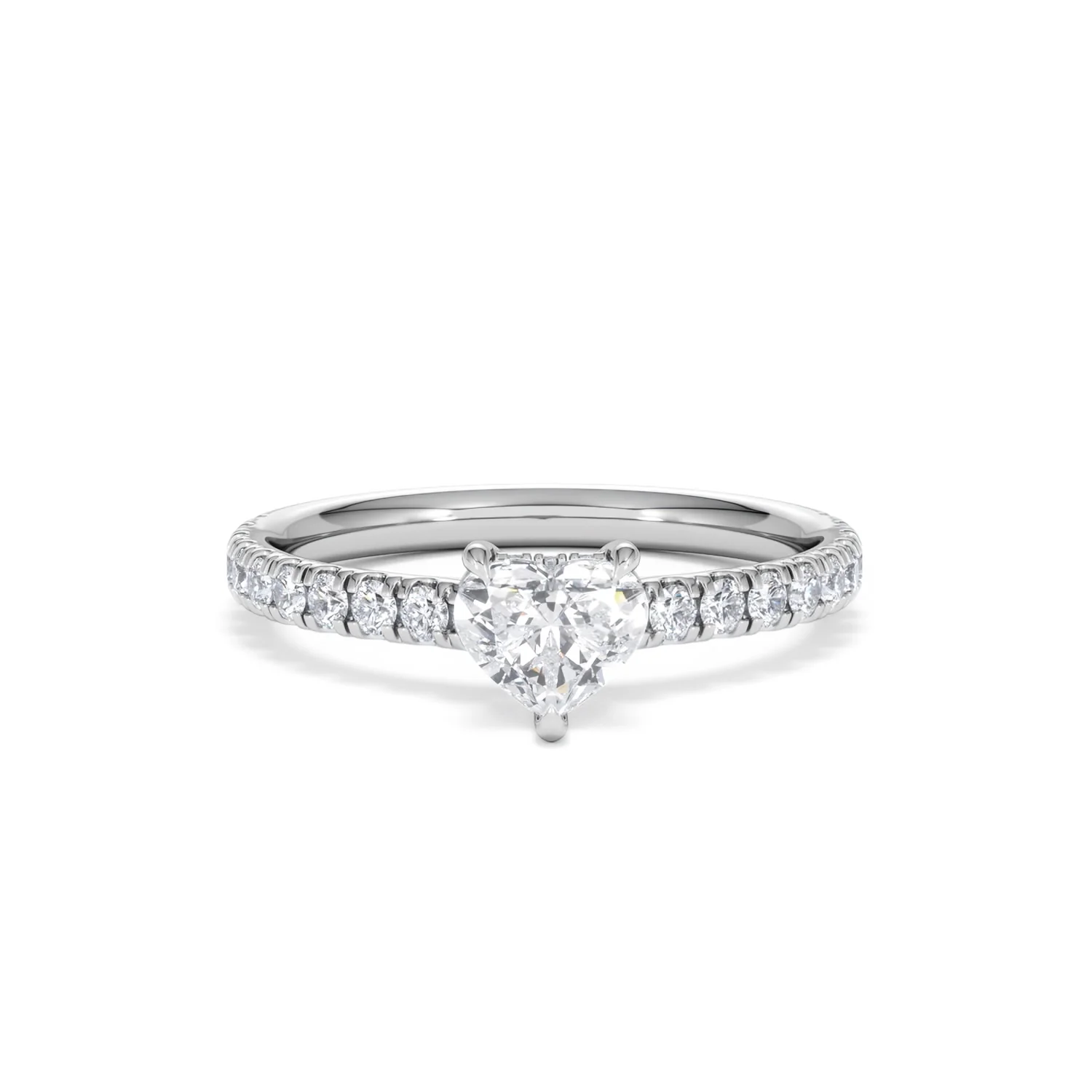 Amora Heart 0.97ct Hidden Halo Lab Diamond Engagement Ring With Side Stones Set in 18K Platinum - Image 8