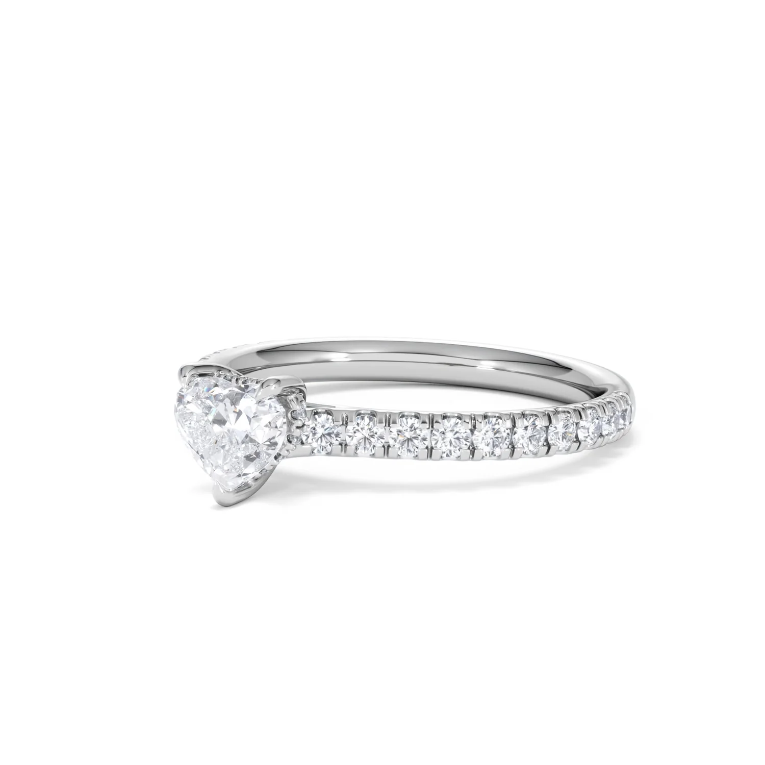 Amora Heart 0.97ct Hidden Halo Lab Diamond Engagement Ring With Side Stones Set in 18K Platinum - Image 80