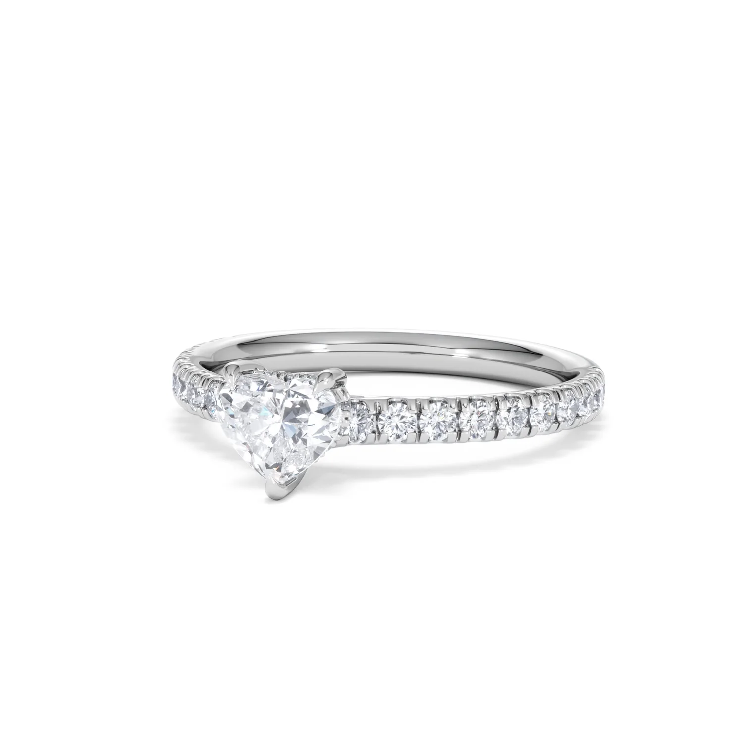 Amora Heart 0.97ct Hidden Halo Lab Diamond Engagement Ring With Side Stones Set in 18K Platinum - Image 83