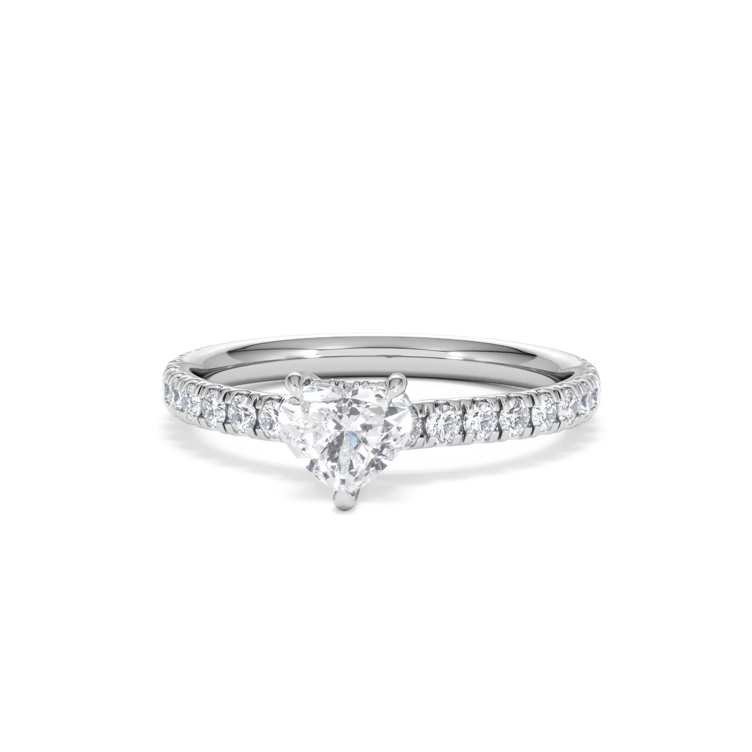 Amora Heart 0.97ct Hidden Halo Lab Diamond Engagement Ring With Side Stones Set in 18K Platinum - Image 86