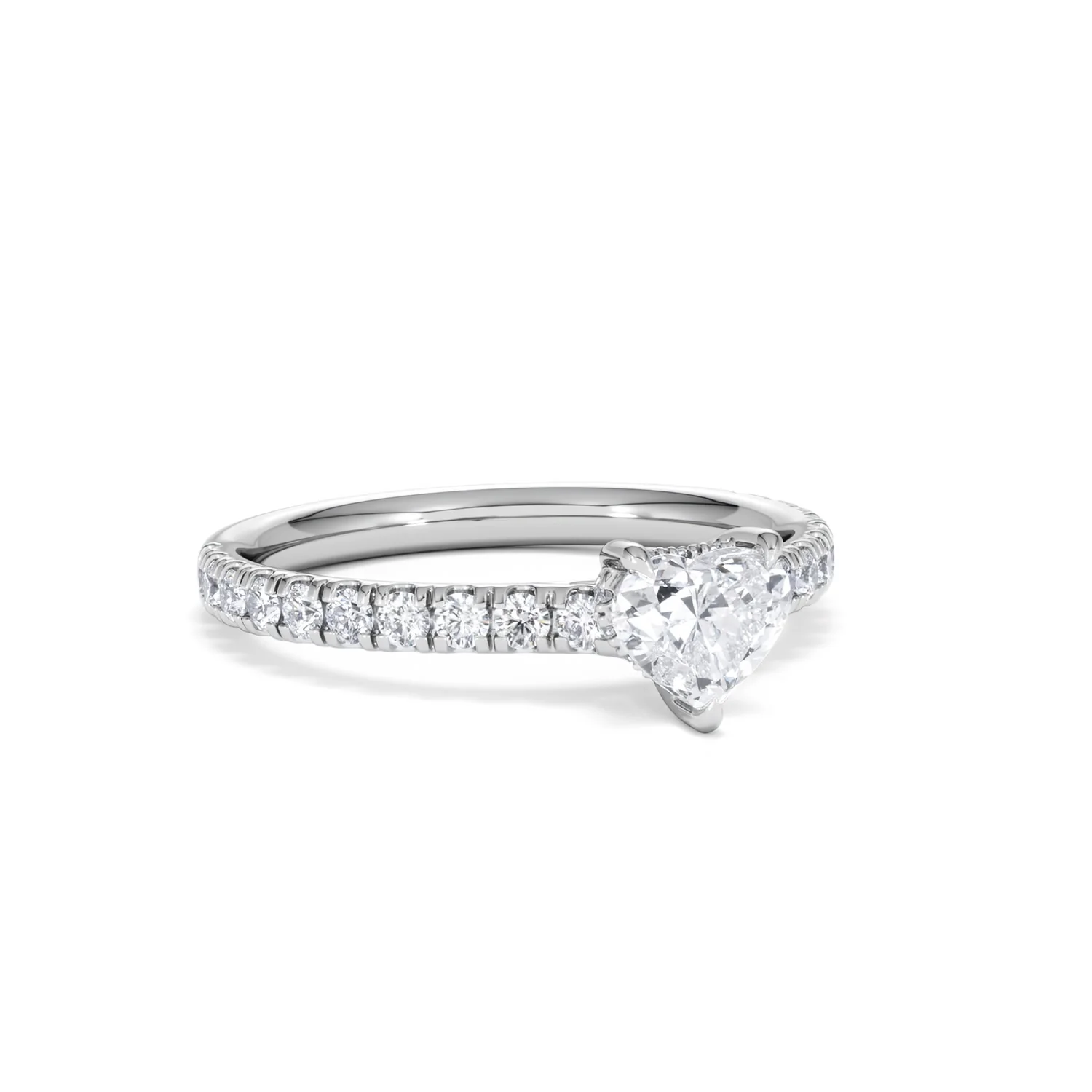 Amora Heart 0.97ct Hidden Halo Lab Diamond Engagement Ring With Side Stones Set in 18K White Gold - Image 13